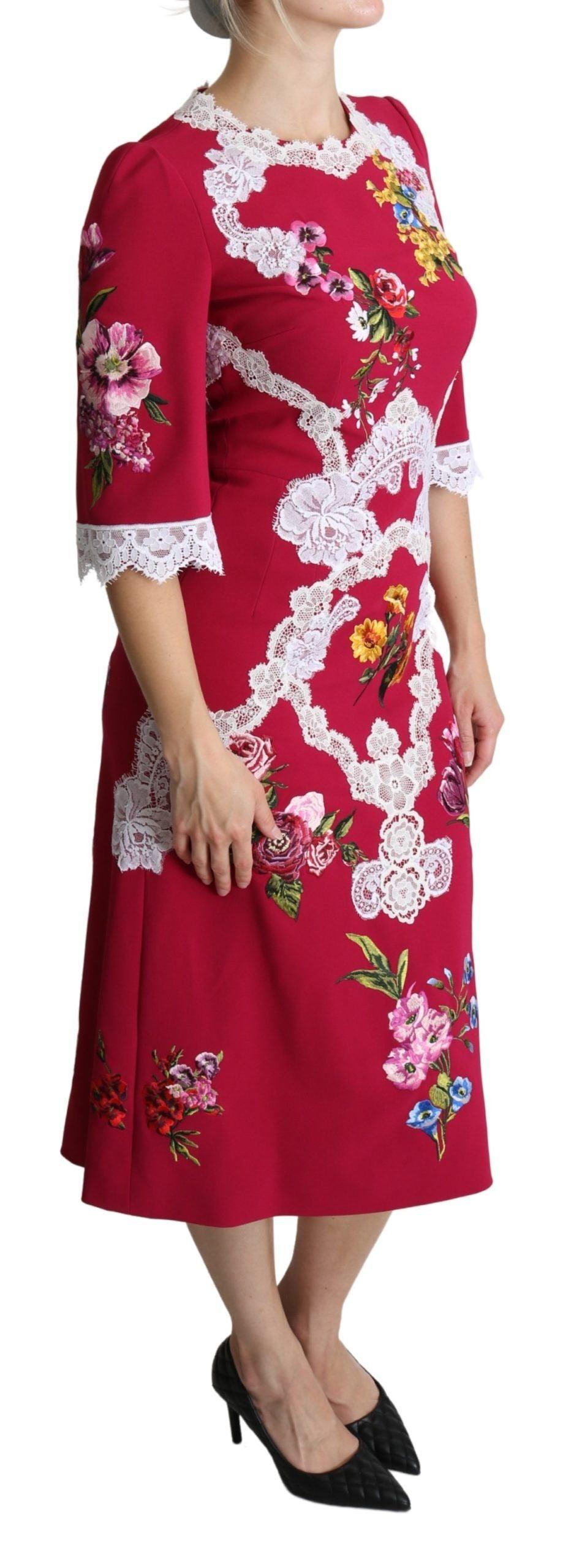 Dolce & Gabbana Floral Embroidered Sheath Midi Dress