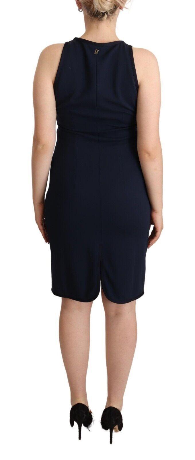 John Galliano Sleeveless Navy Knee-Length Sheath Dress