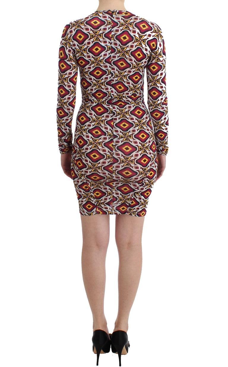 GF Ferre Chic Multicolor Cocktail V-Neck Dress