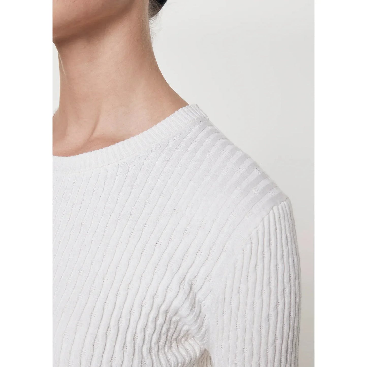 CASHMERE COTTON POINTELLE CAP SLEEVE CREW