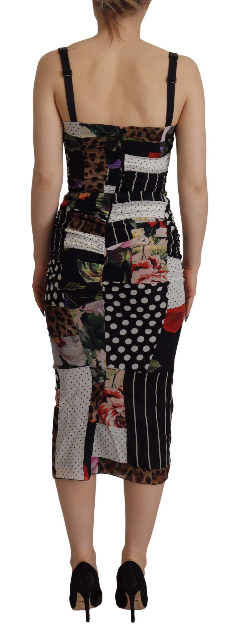 Dolce & Gabbana Elegant Patchwork Midi Silk Blend Dress