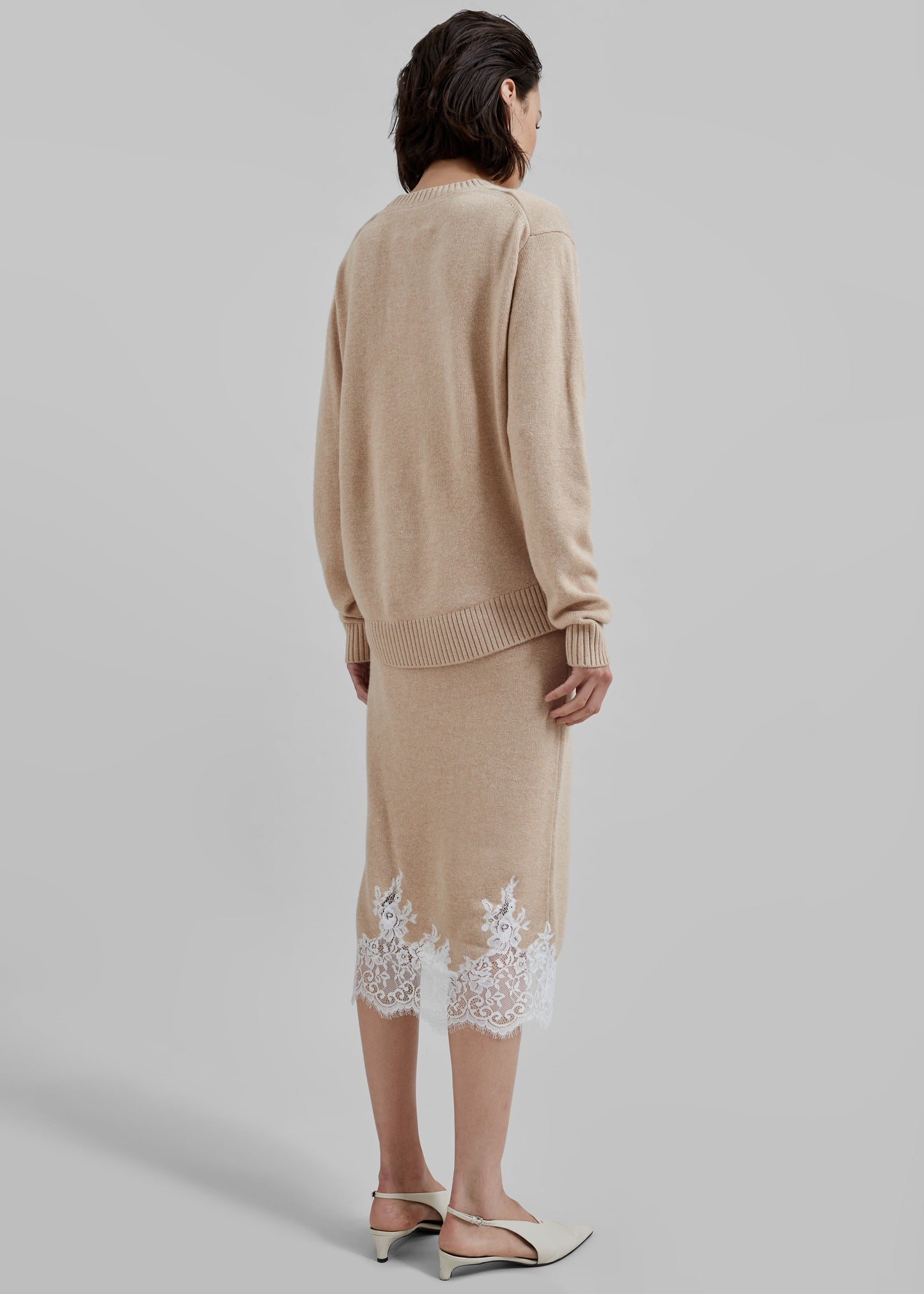 3.1 Philip Lim Long Sleeve Draped Knit Dress - Beige