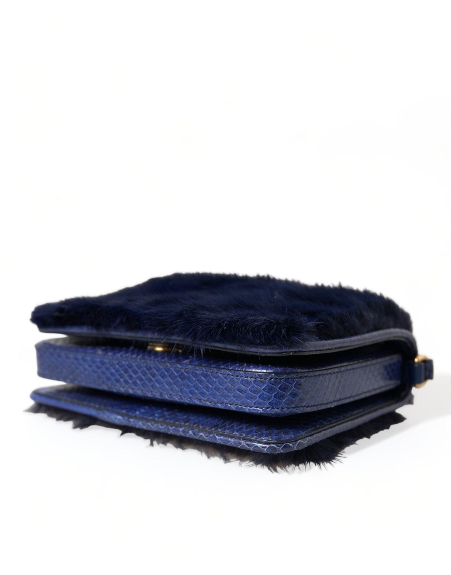 Dolce & Gabbana Exquisite Blue Mink Fur Shoulder Bag