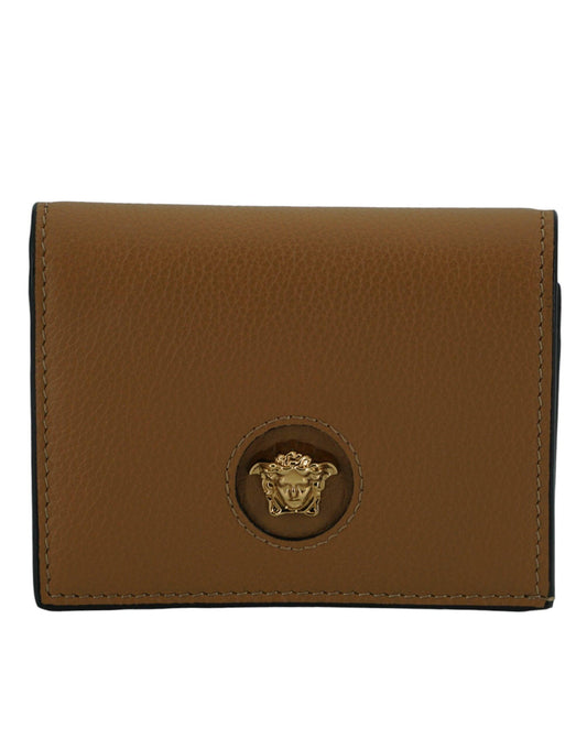 Versace Elegant Compact Leather Wallet in Brown