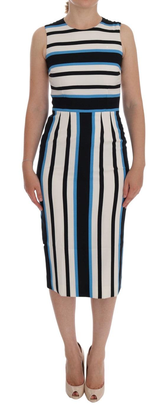 Dolce & Gabbana Chic Striped Silk Sheath Dress