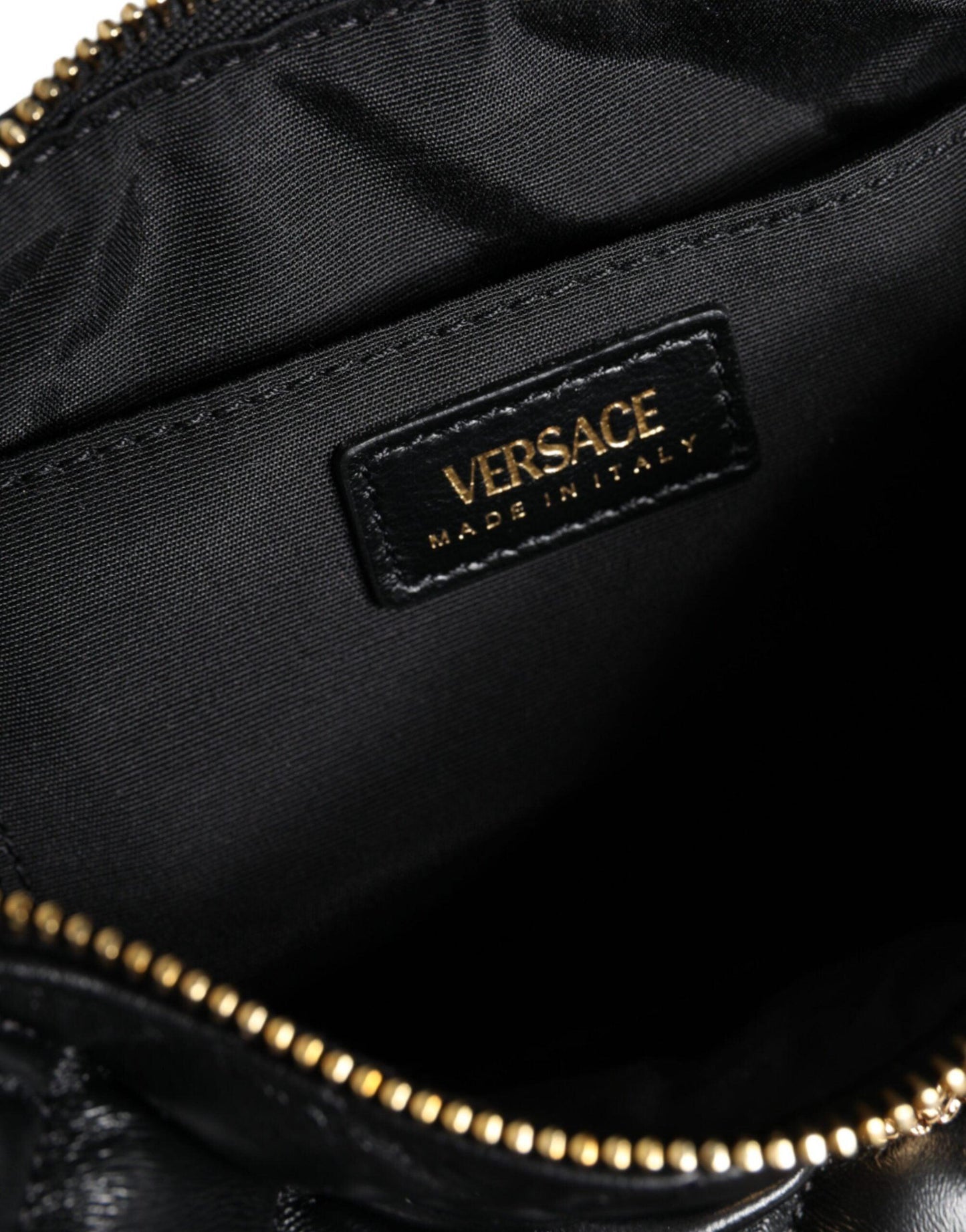 Versace Black Mini Quilted Lambskin Leather Crossbody Sling Bag