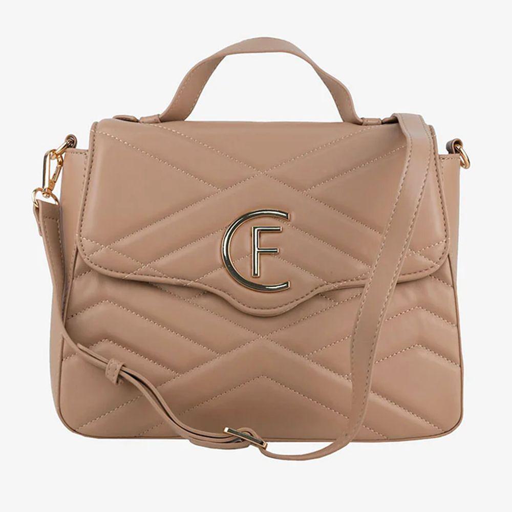 CRISTINAEFFE Beige Artificial Leather Women Crossbody Bag