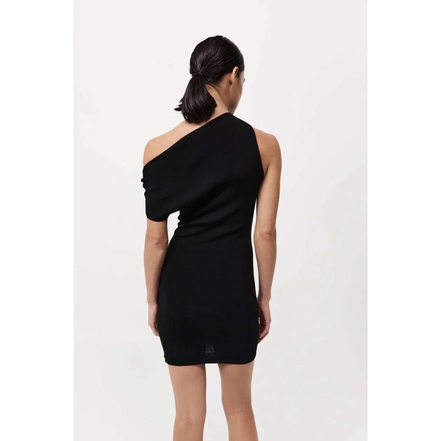 ASYMMETRIC KNIT MINI DRESS