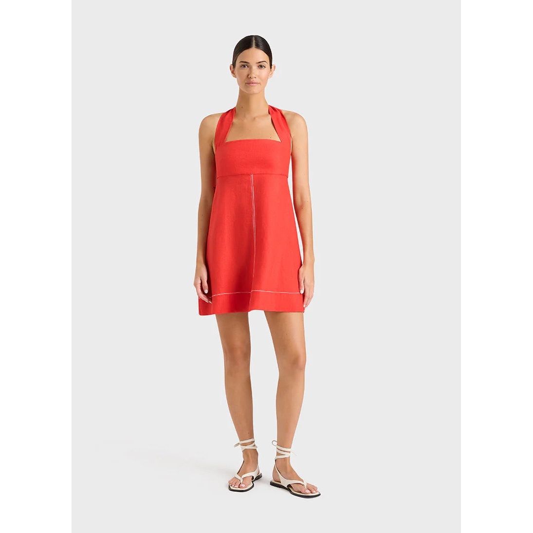 DELPHI ORGANIC LINEN HALTER MINI DRESS