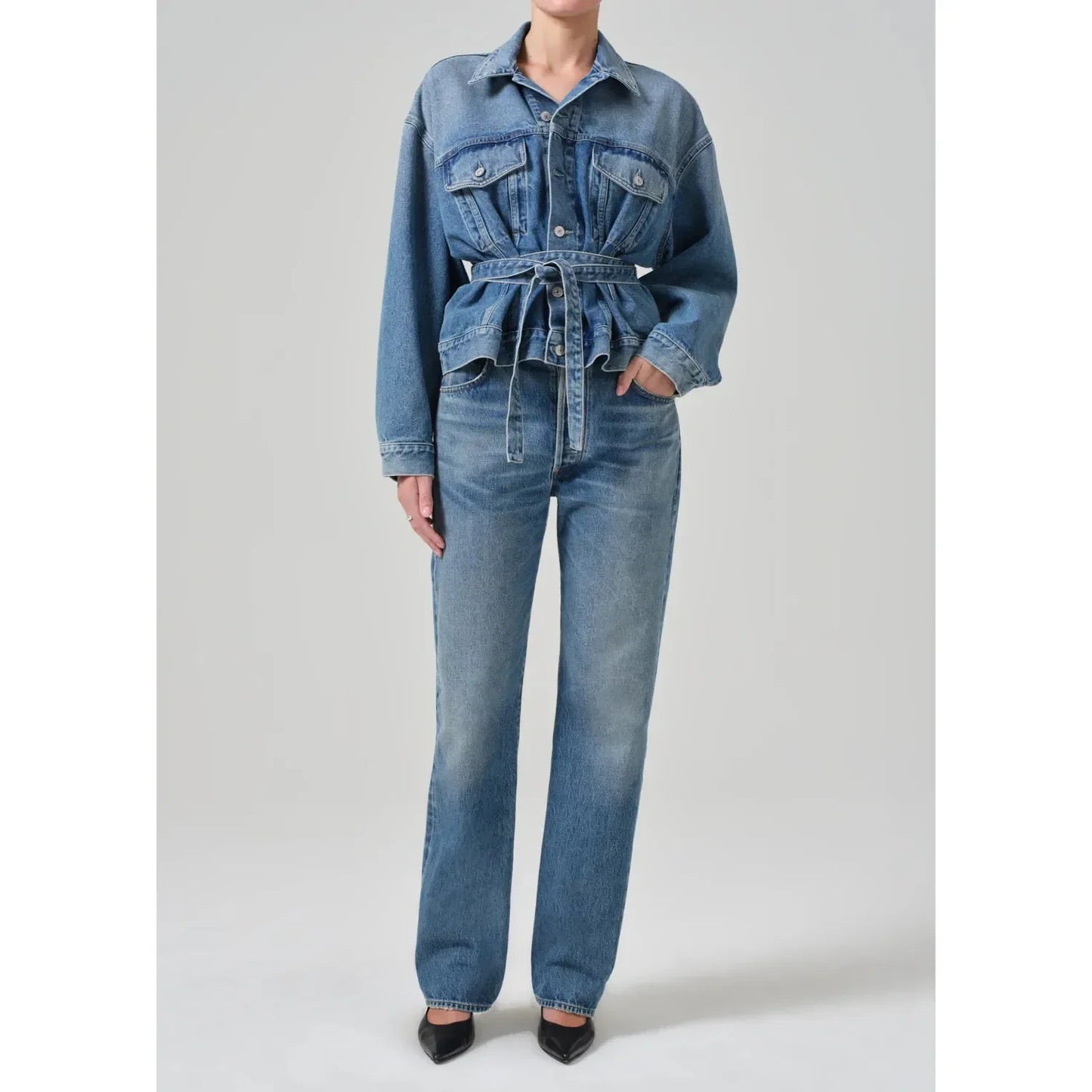 LEELA BELTED DENIM JACKET