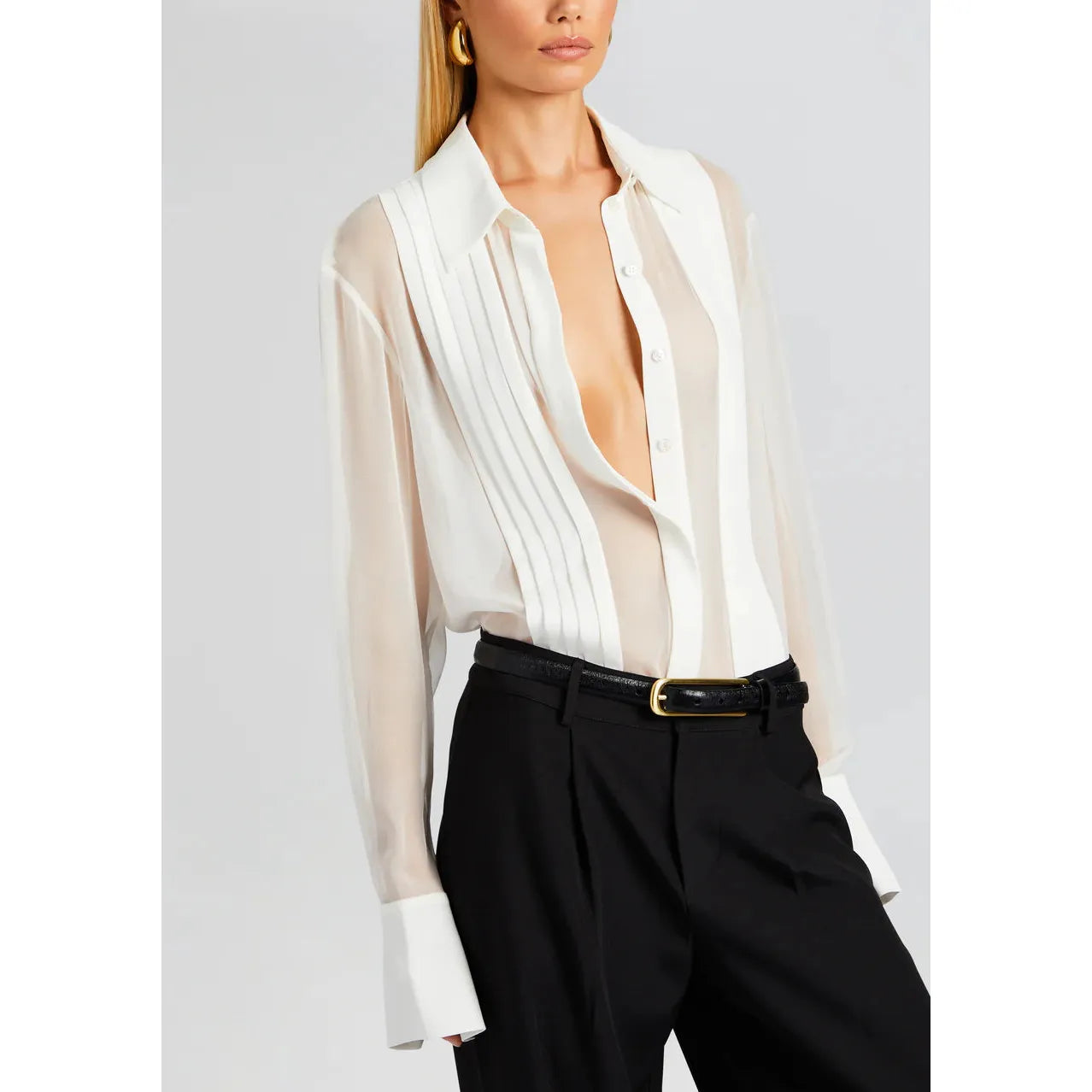 MEGHAN PANELLED SILK BLOUSE