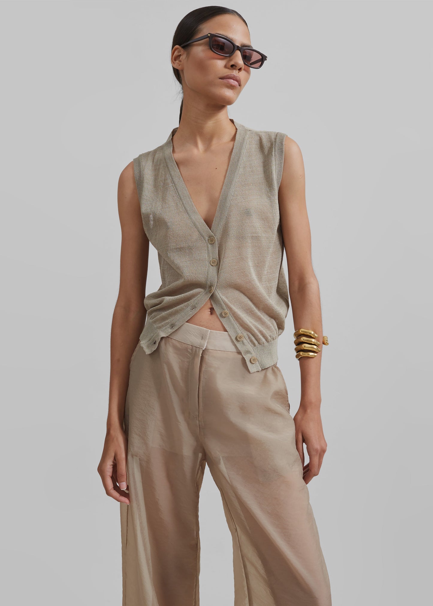 Abra Sheer Trousers - Beige