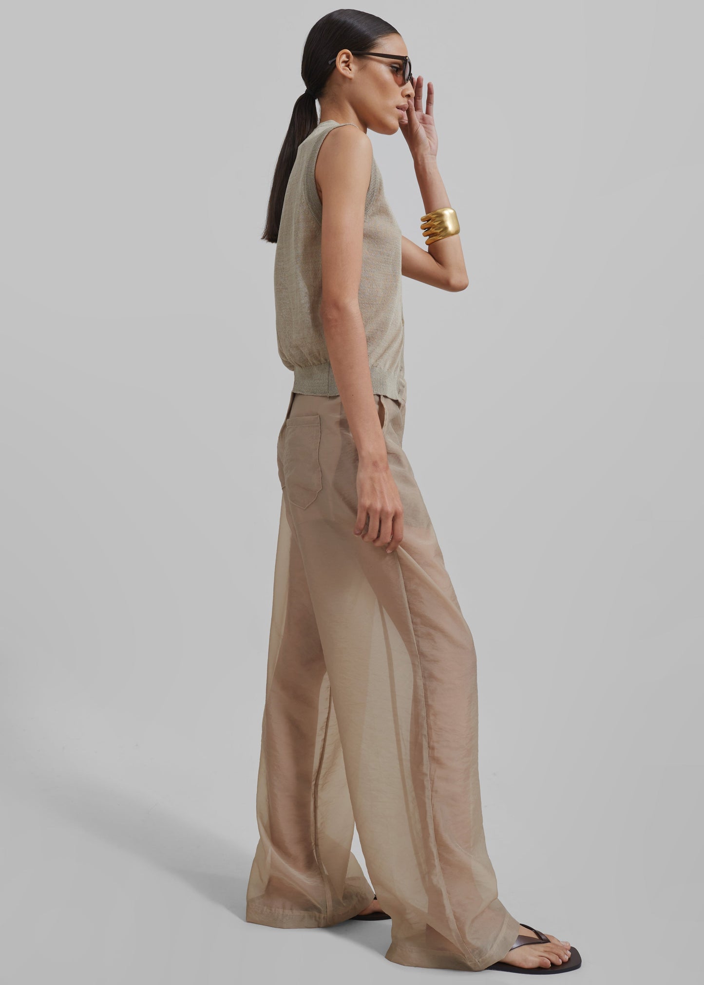 Abra Sheer Trousers - Beige