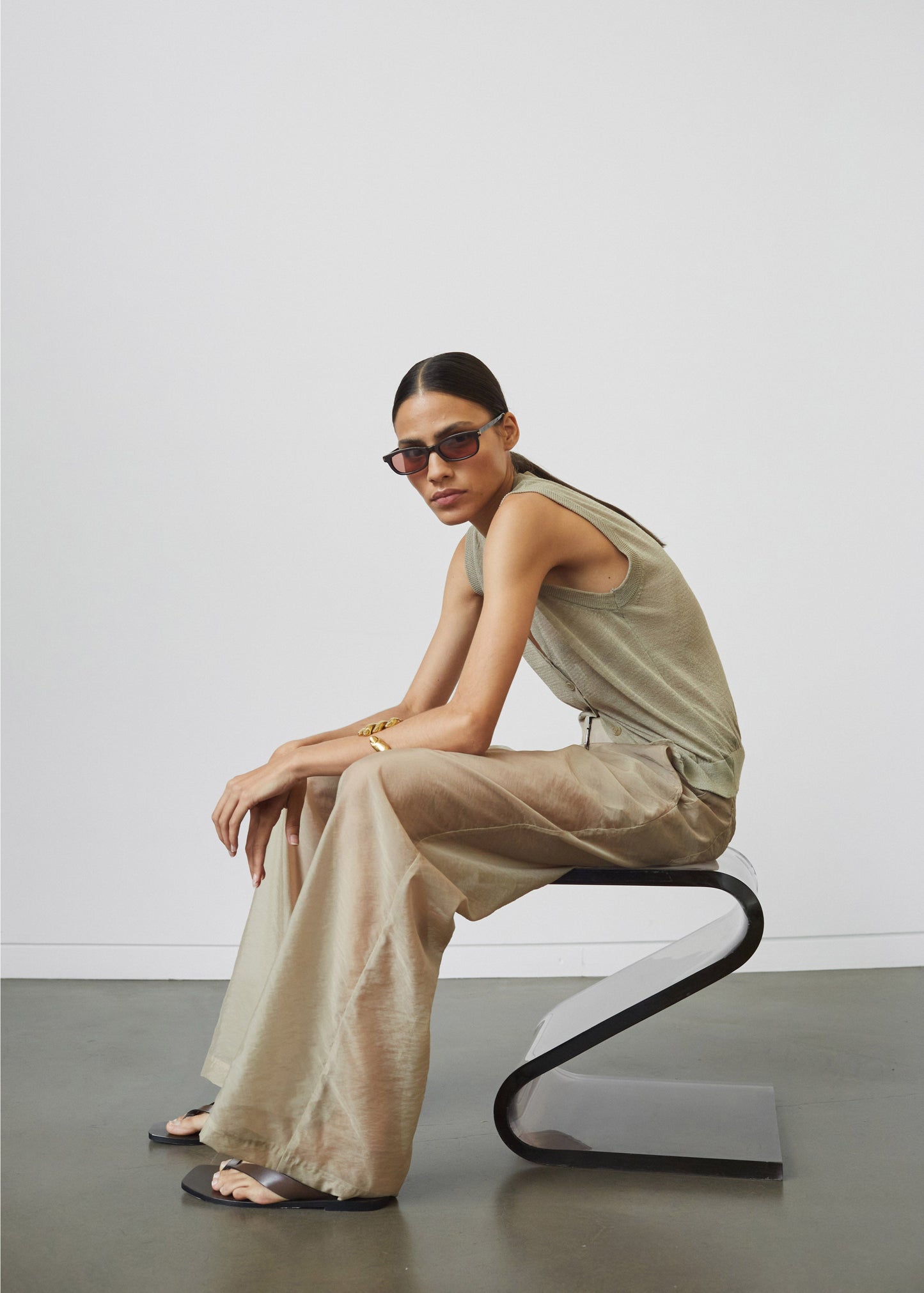 Abra Sheer Trousers - Beige