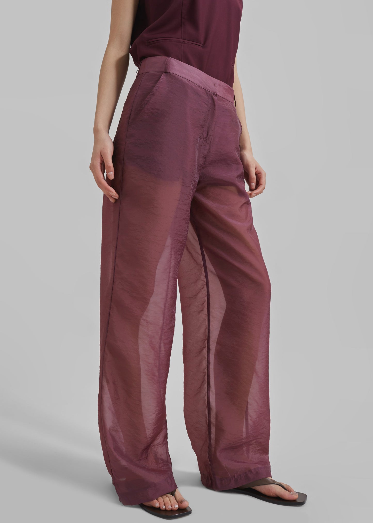 Abra Sheer Trousers - Burgundy