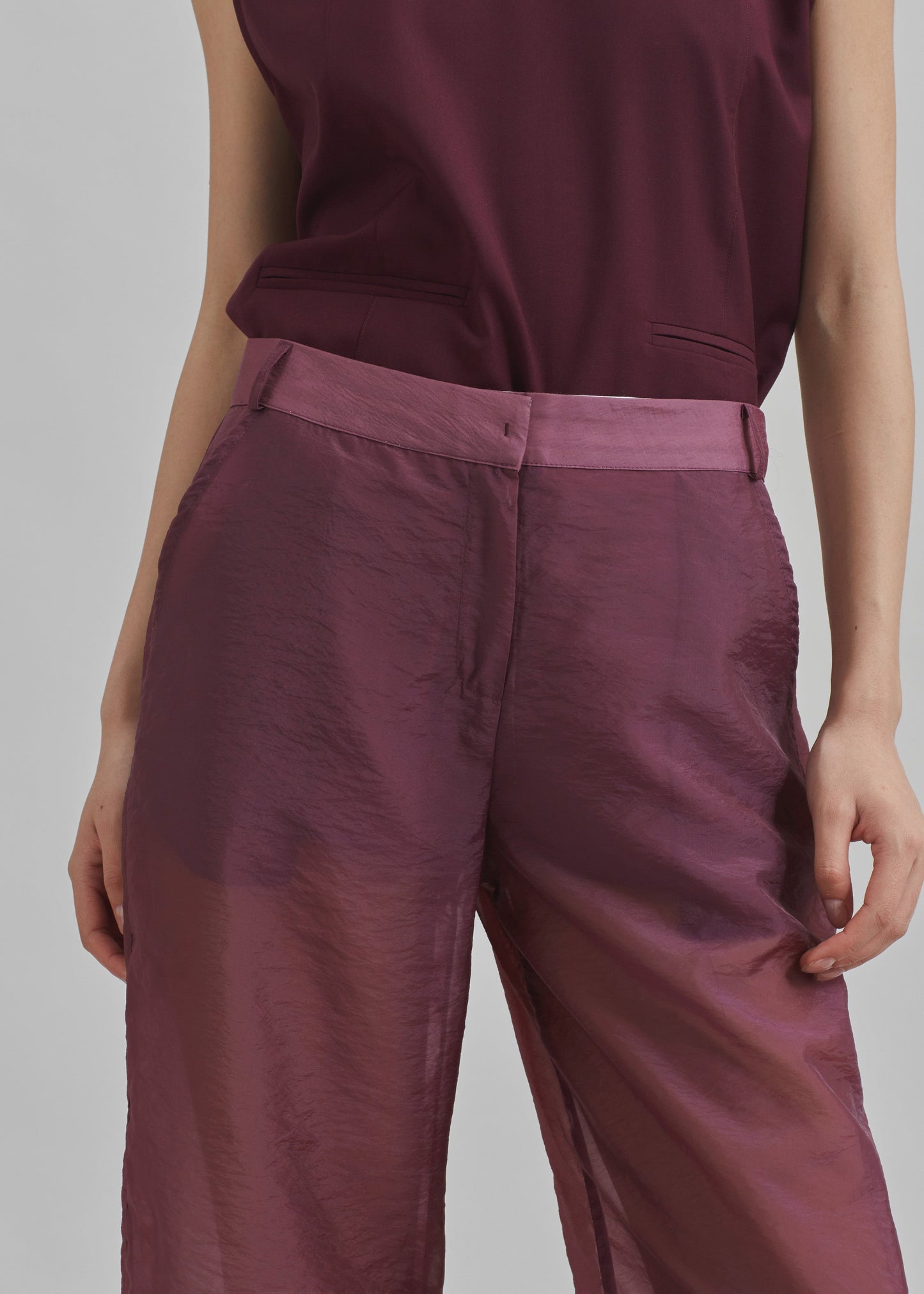 Abra Sheer Trousers - Burgundy