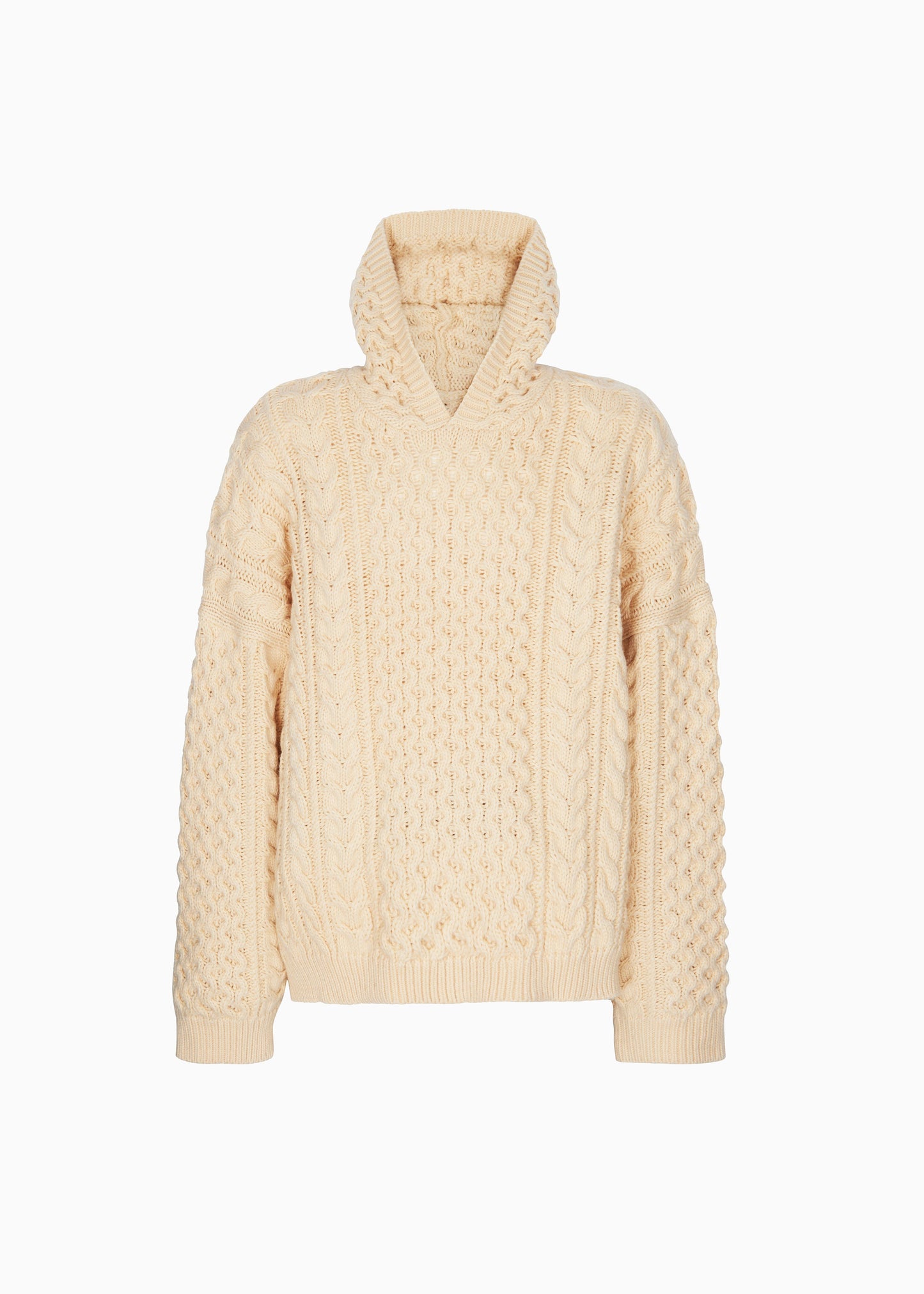 Adare Braided Knit Hoodie - Beige