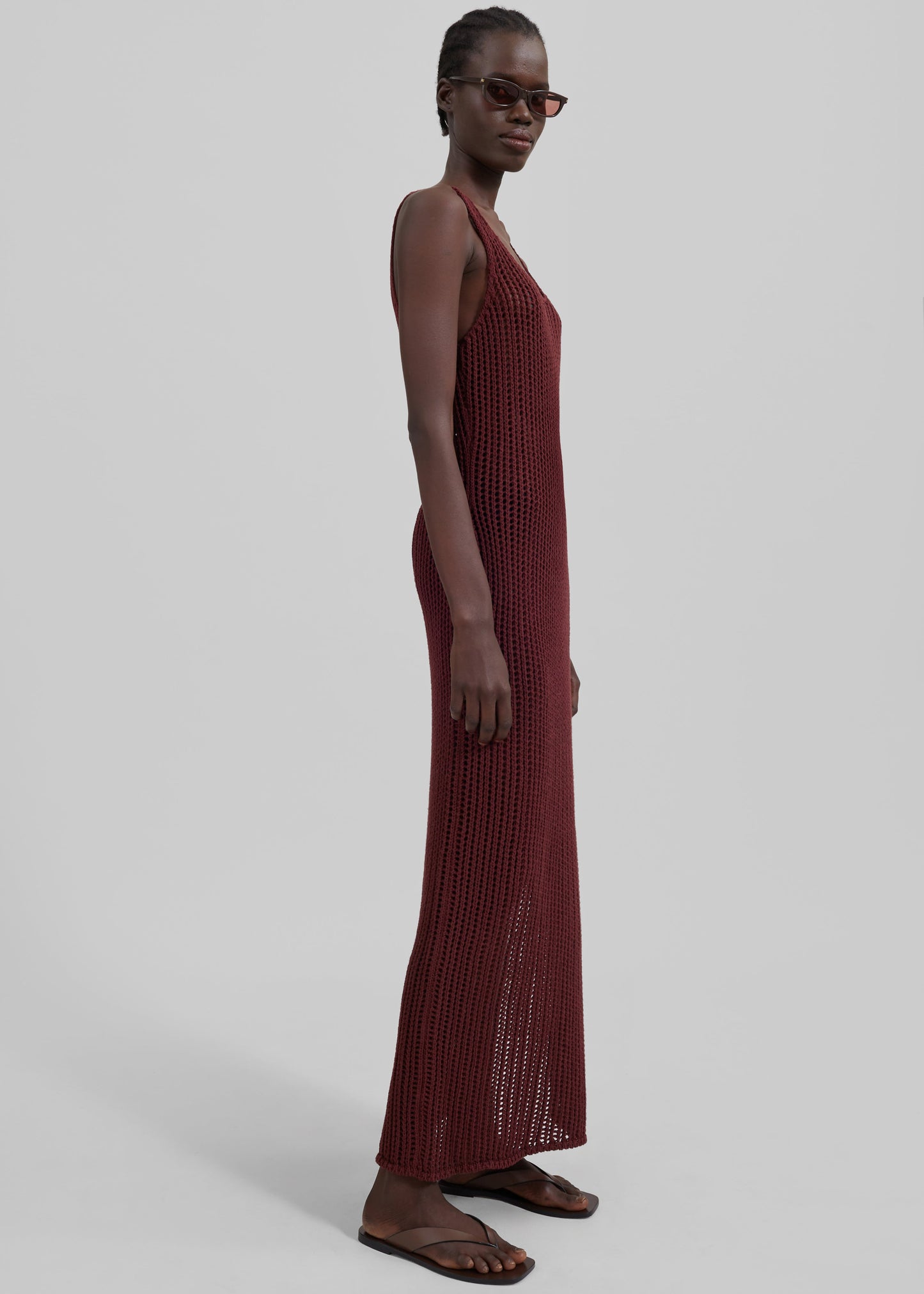 Adrienna Crochet Maxi Dress - Burgundy