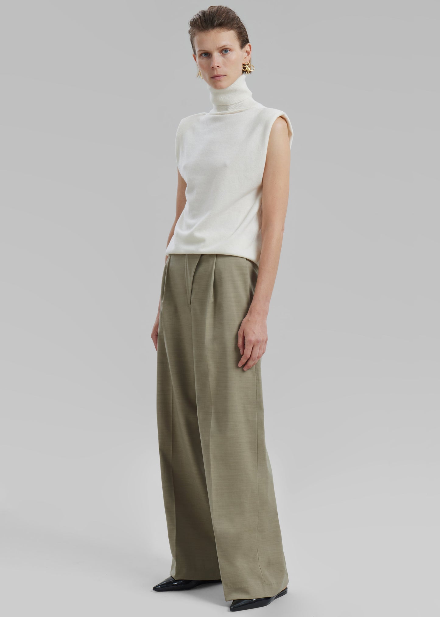 Alia Wide Leg Trousers - Beige