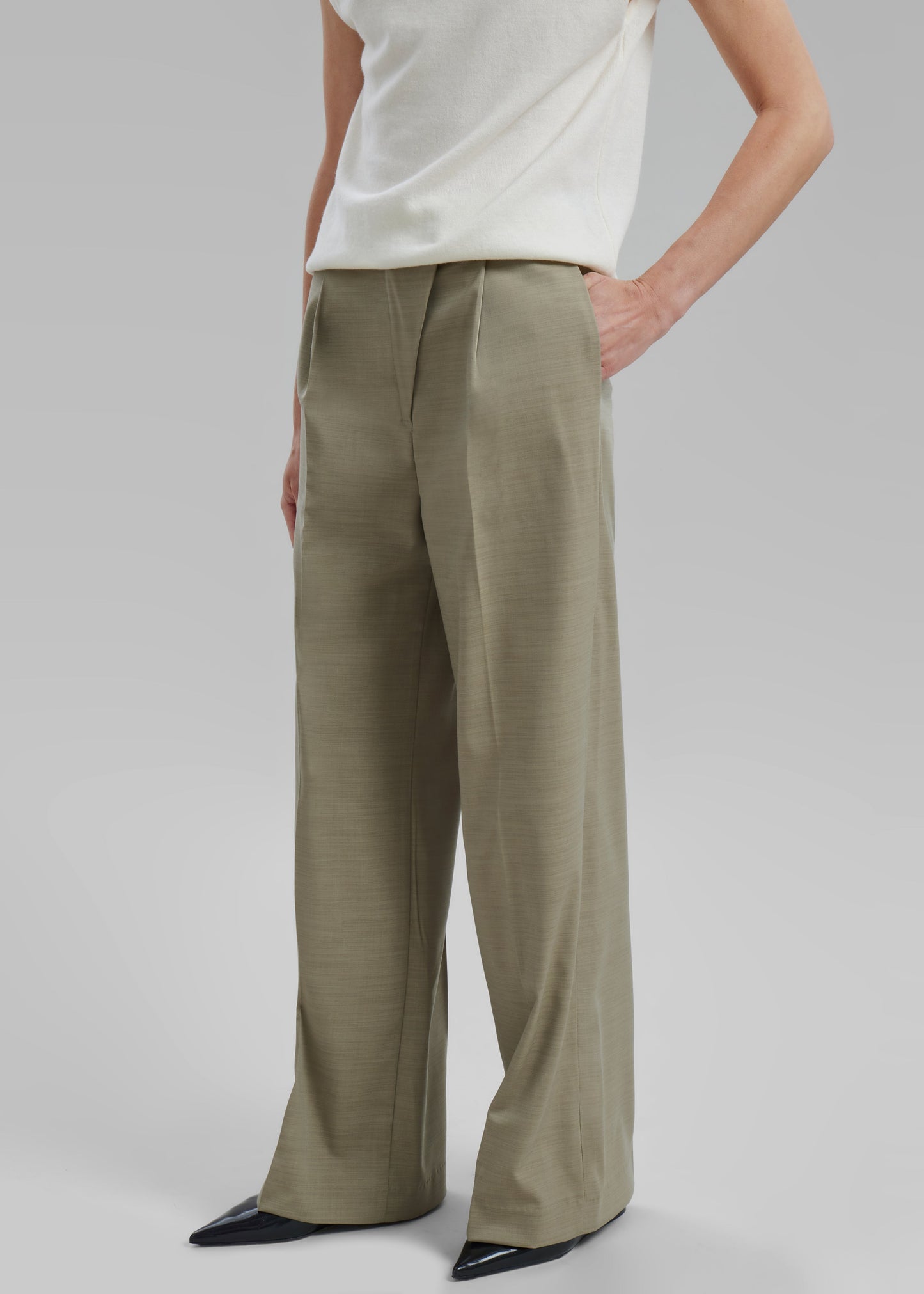 Alia Wide Leg Trousers - Beige