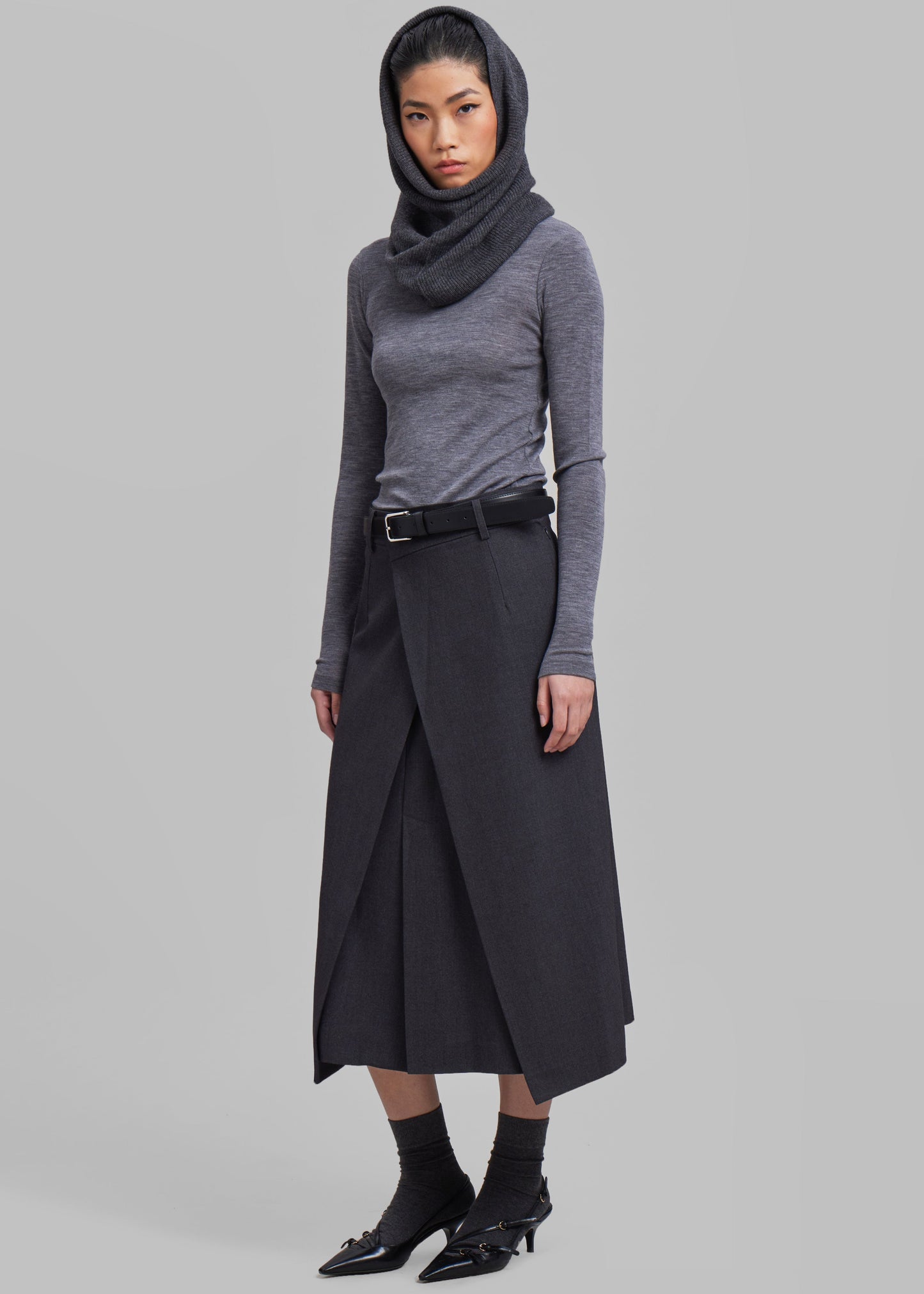 Andy Midi Wrap Skirt - Charcoal