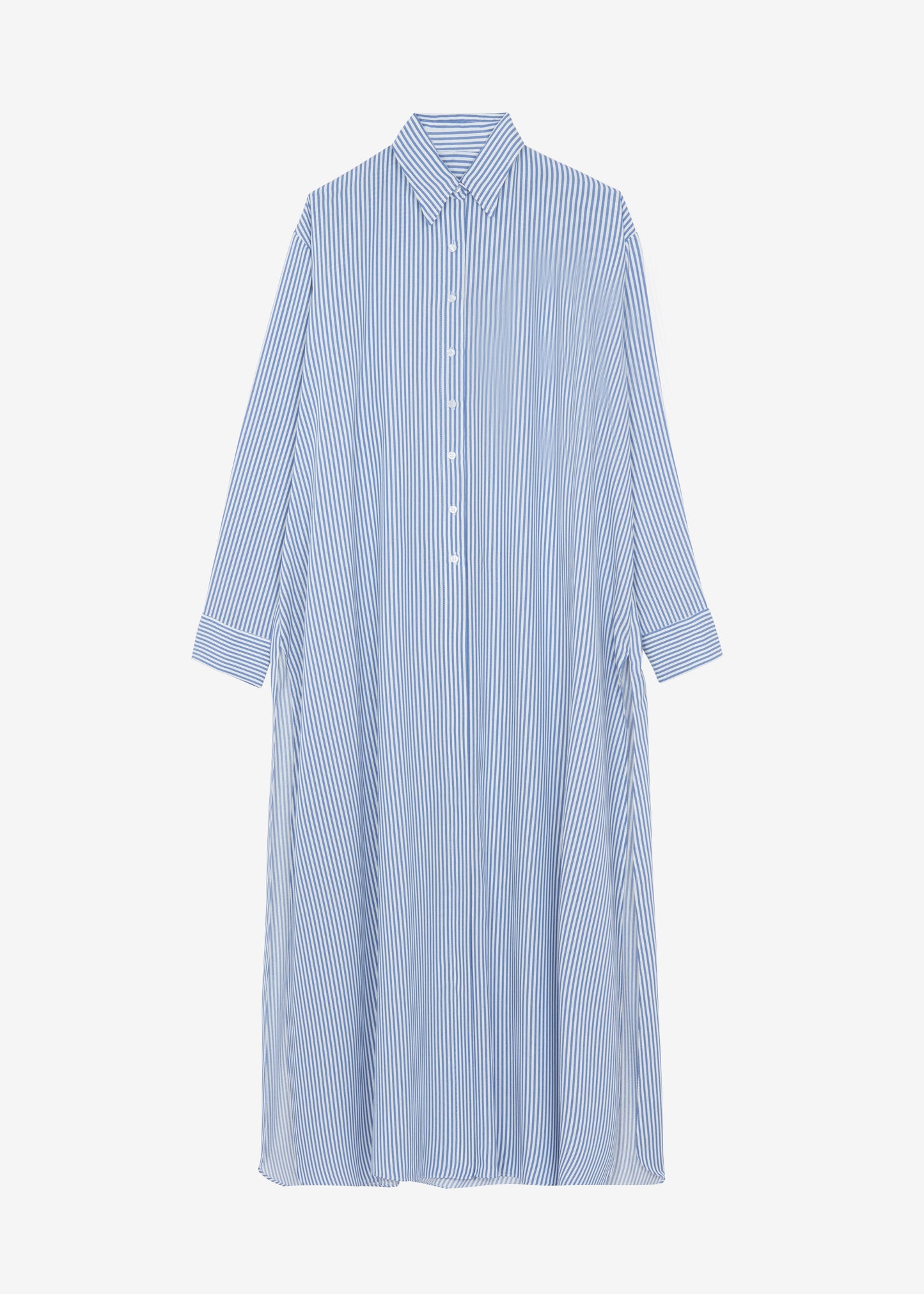 Avery Fluid Shirt Dress - White/Blue Stripe