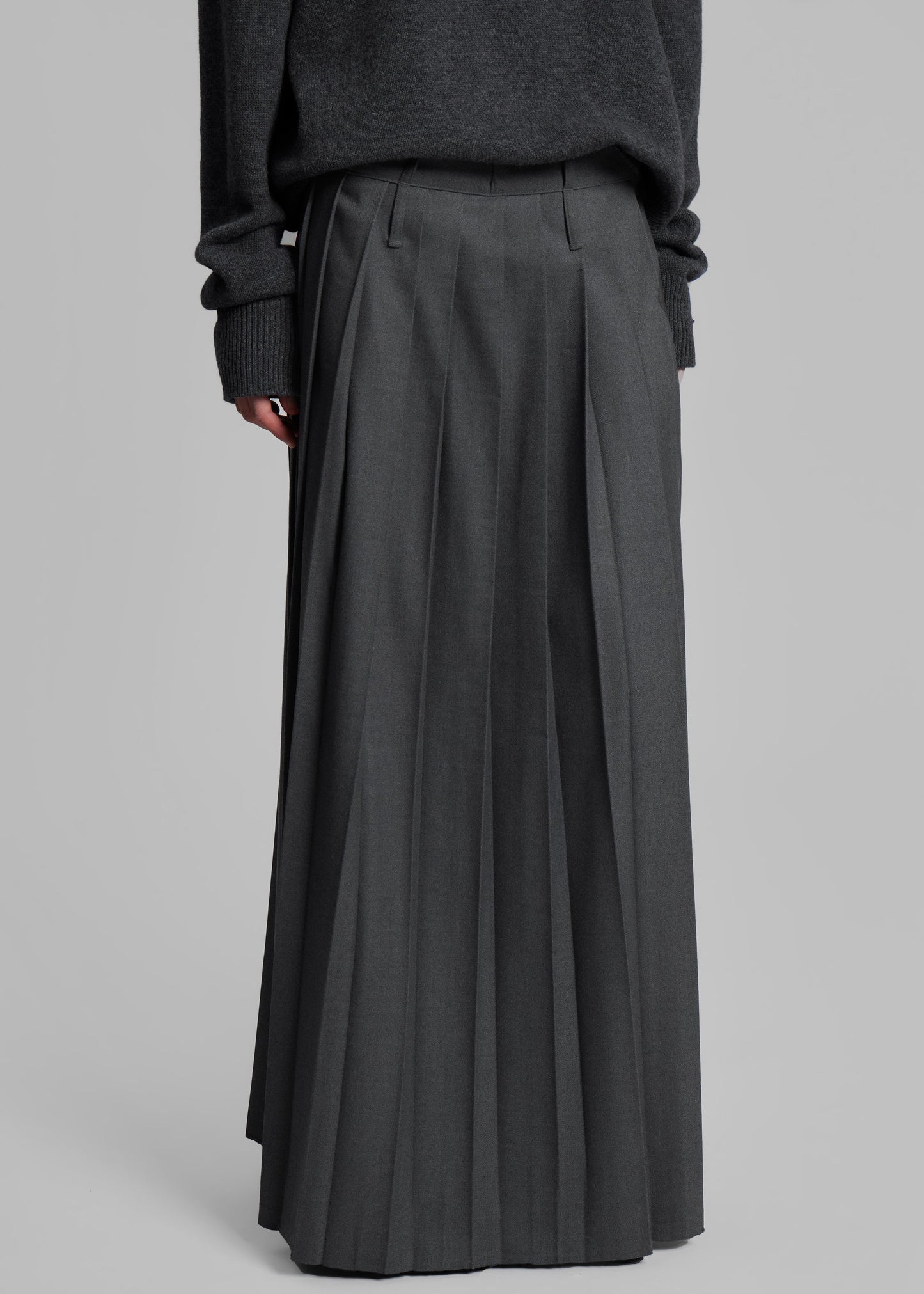 Bailey Long Pleated Skirt - Dark Grey Melange