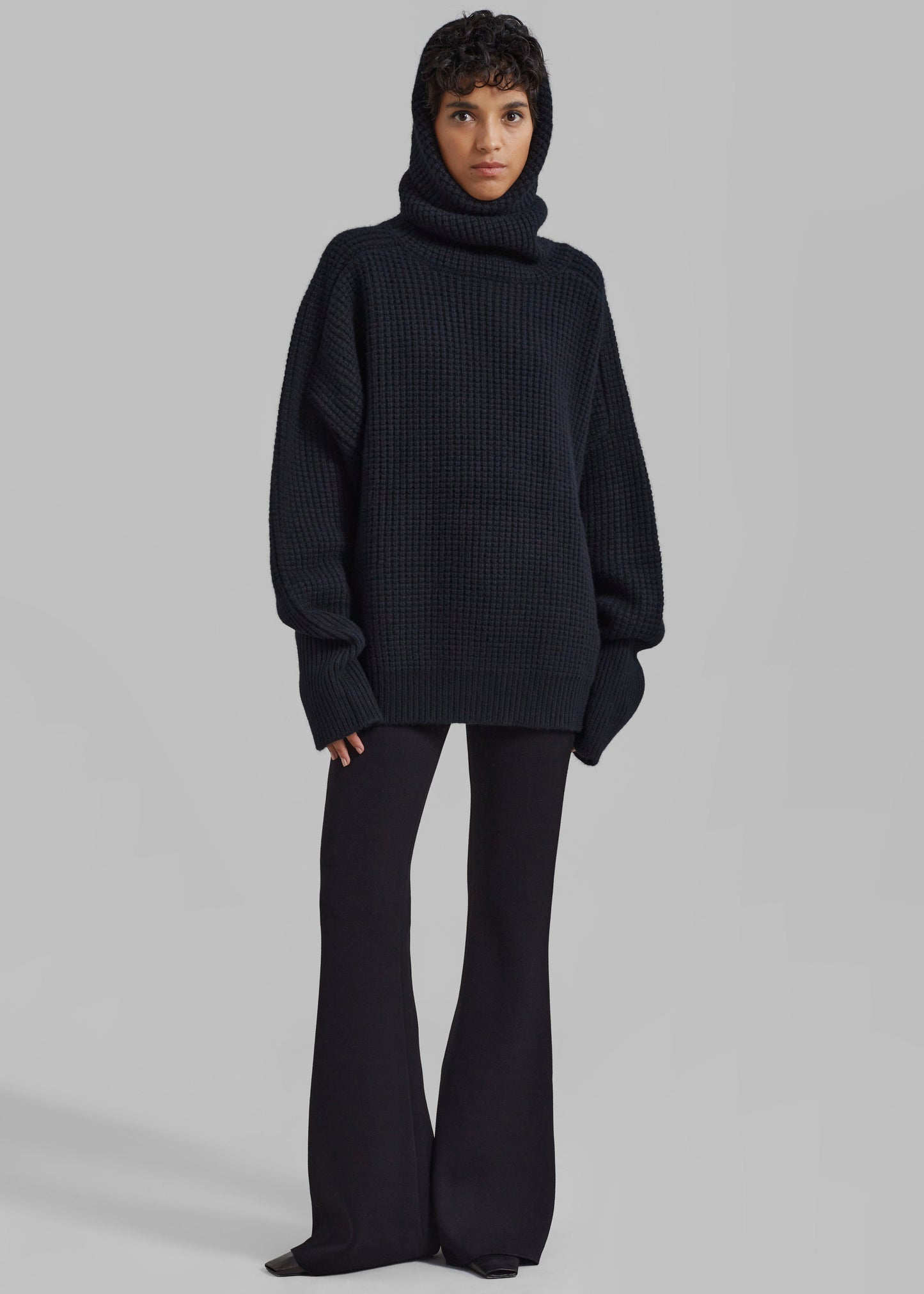 Bex Wool Hooded Turtleneck - Black