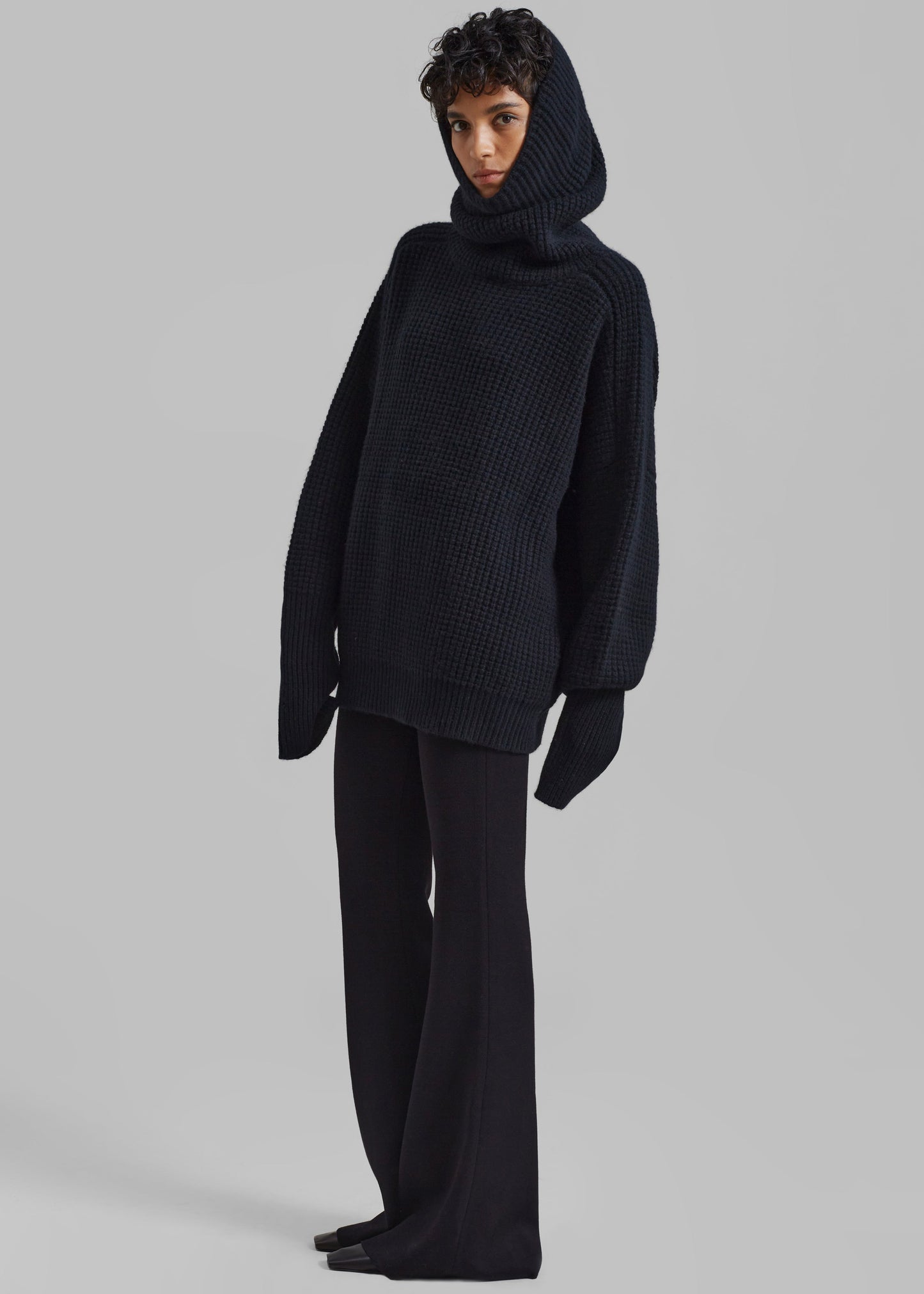 Bex Wool Hooded Turtleneck - Black