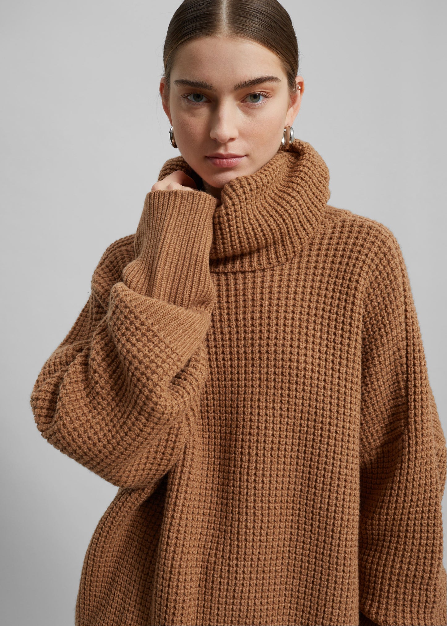 Bex Wool Hooded Turtleneck - Camel