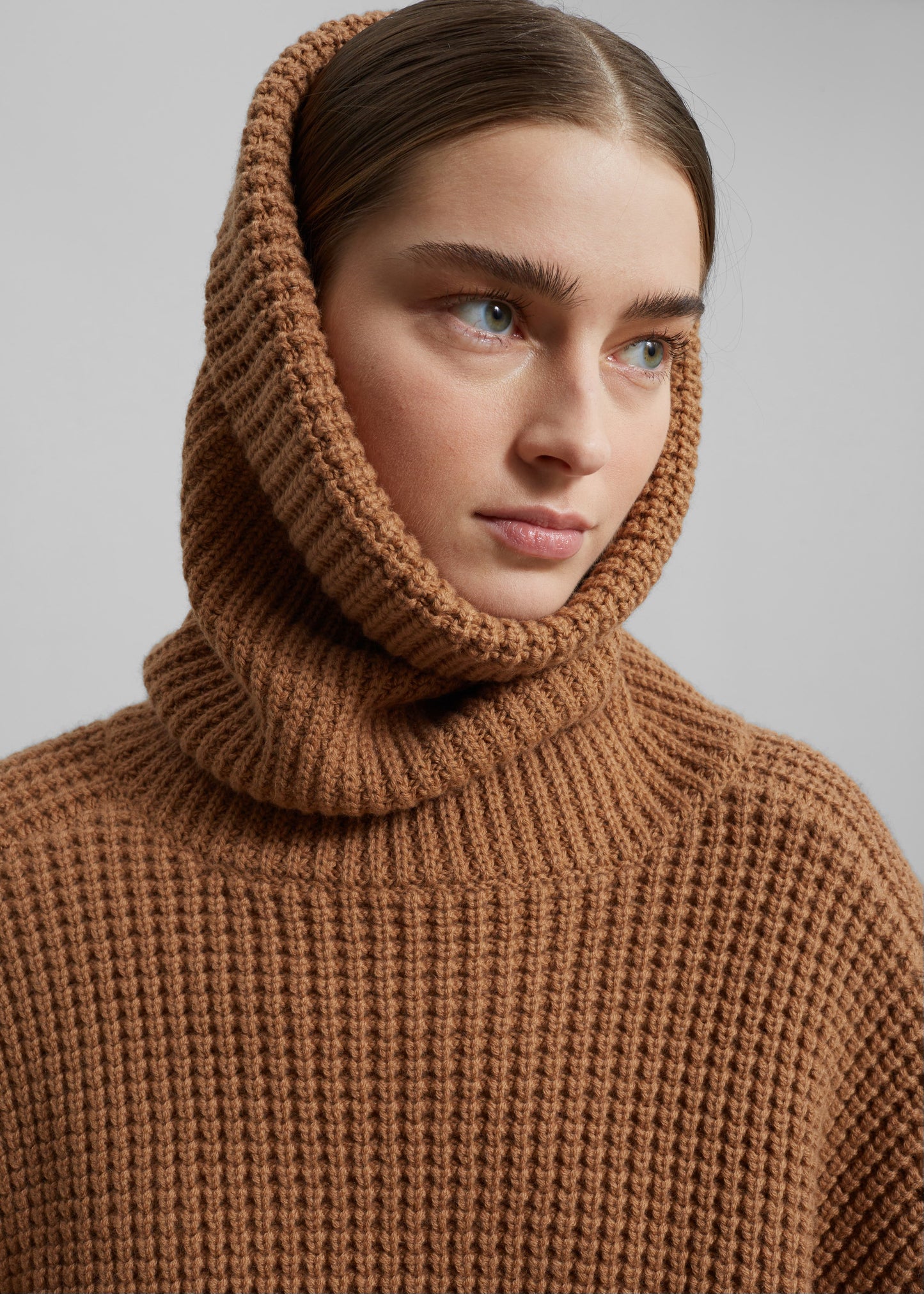 Bex Wool Hooded Turtleneck - Camel