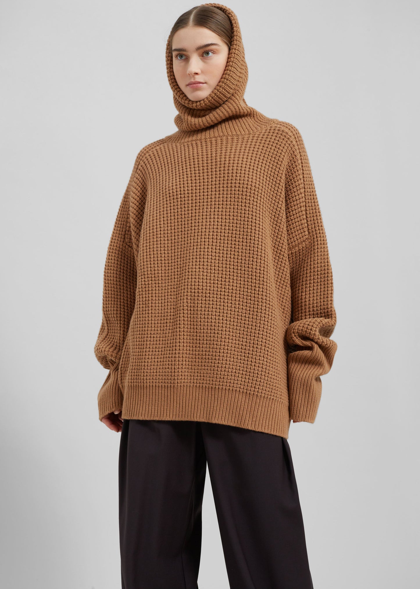 Bex Wool Hooded Turtleneck - Camel