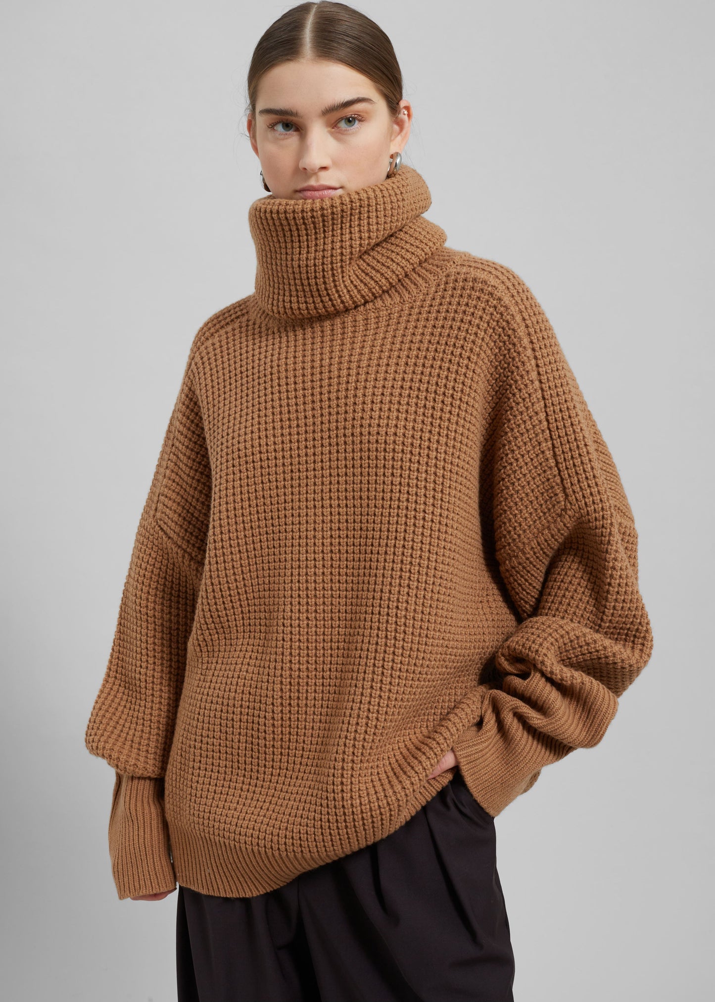 Bex Wool Hooded Turtleneck - Camel