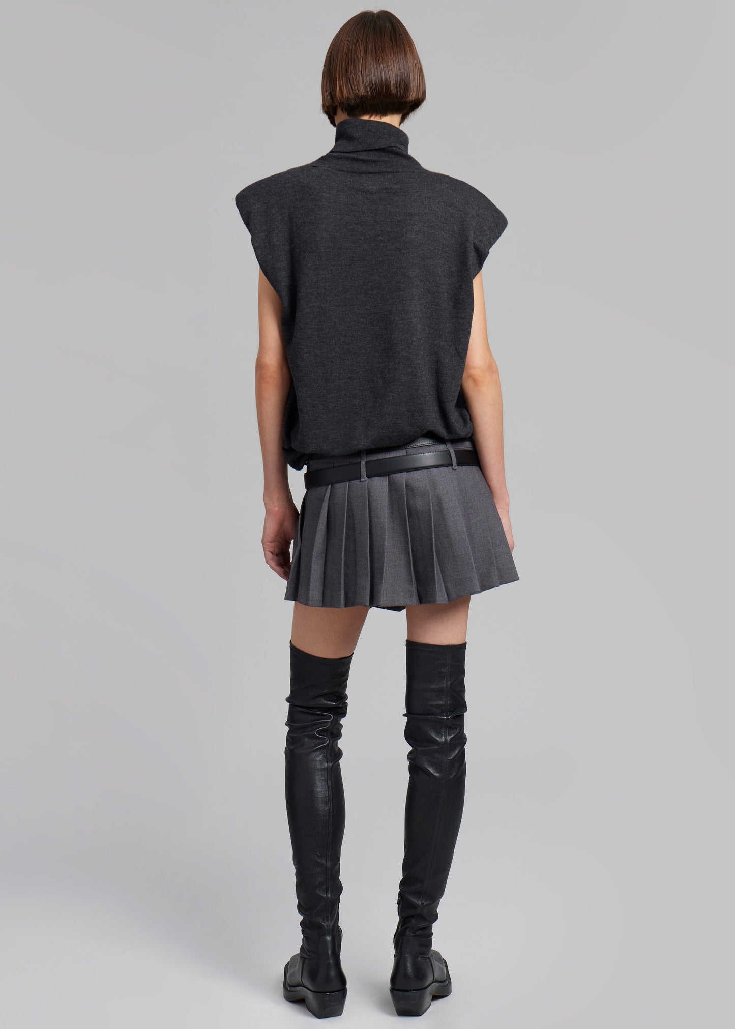 Blake Mini Pleated Skirt - Dark Grey Melange