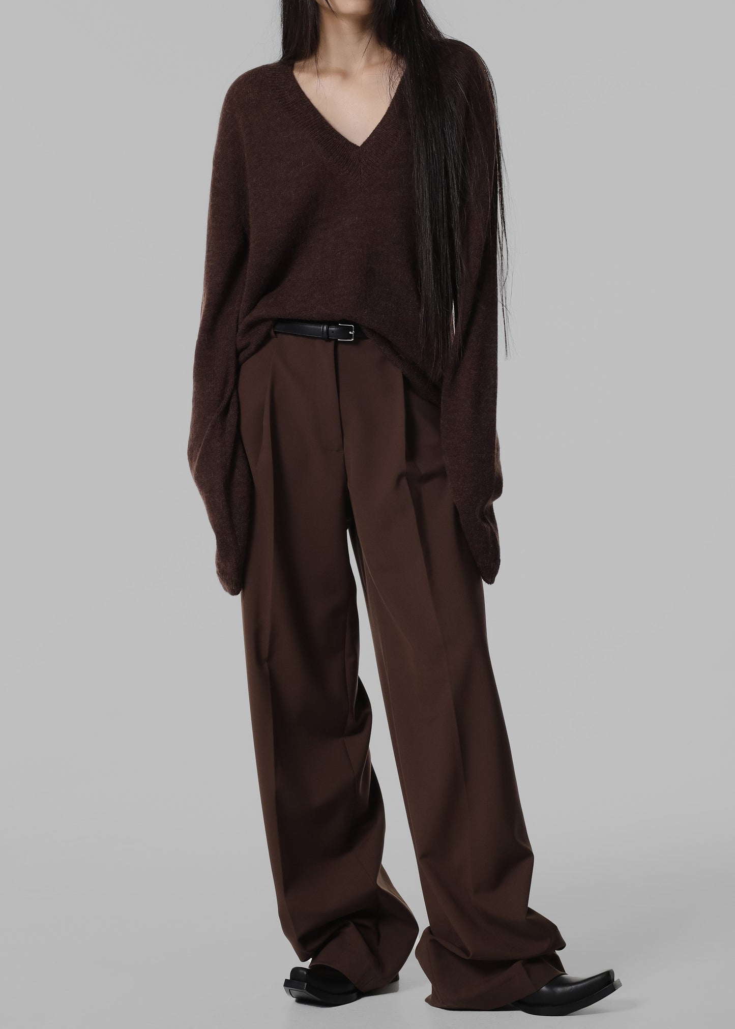 Brayden V Neck Sweater - Brown