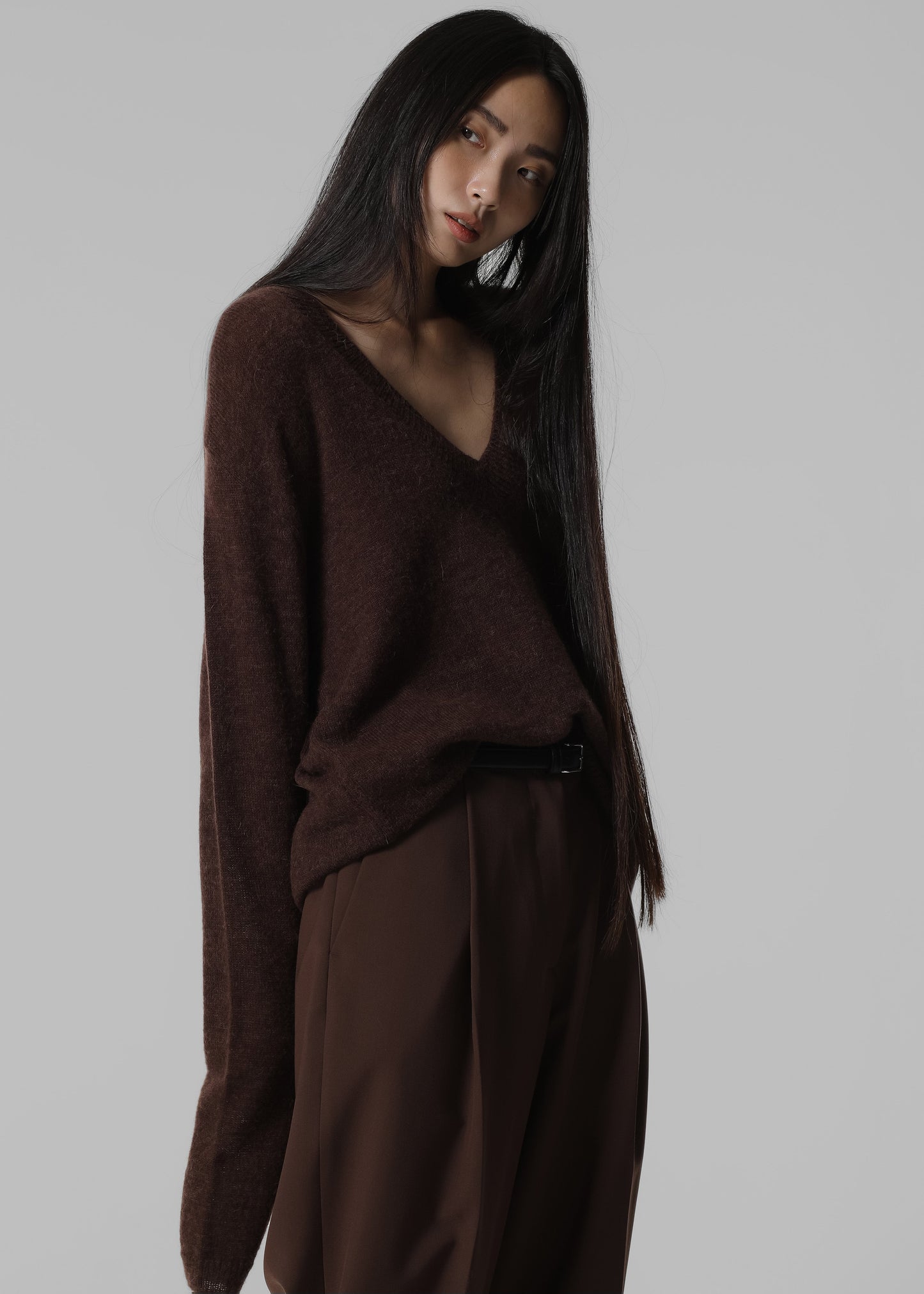 Brayden V Neck Sweater - Brown