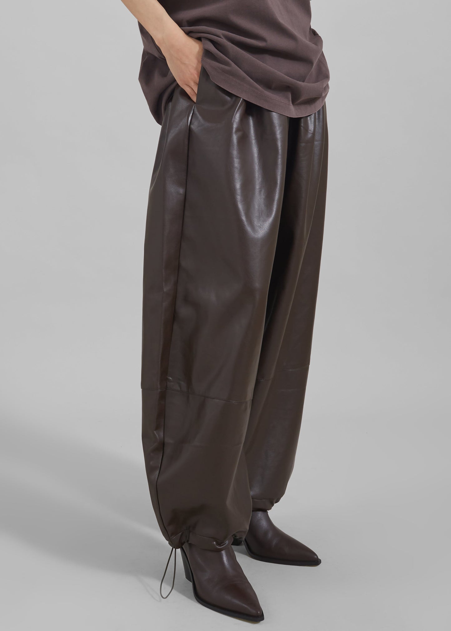 Briar Faux Leather Balloon Pants - Brown