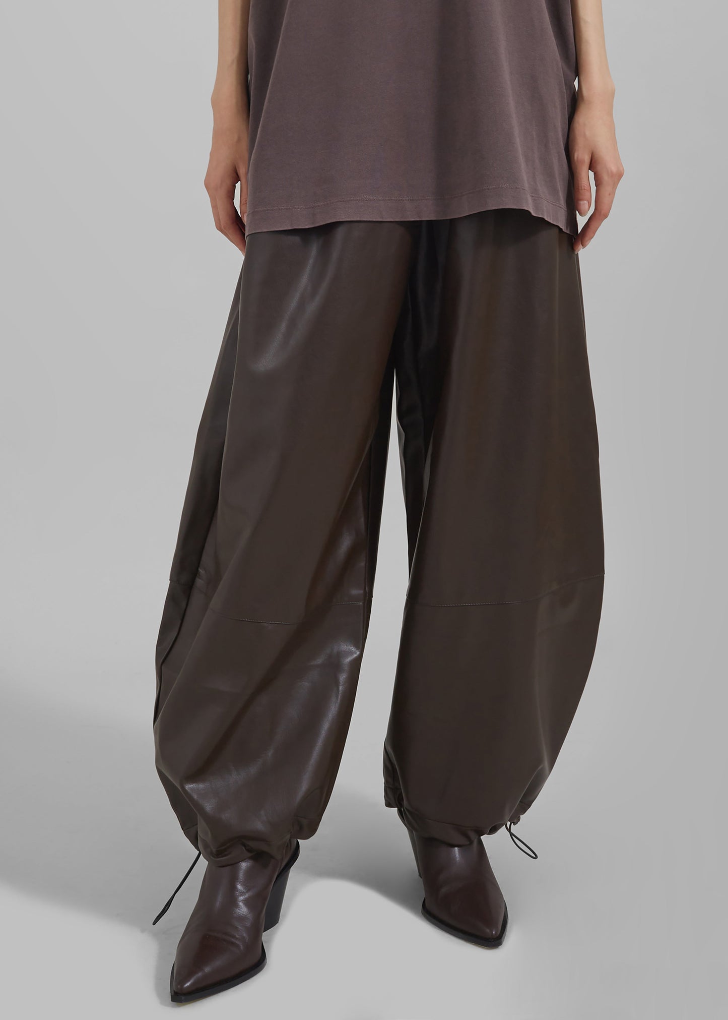 Briar Faux Leather Balloon Pants - Brown