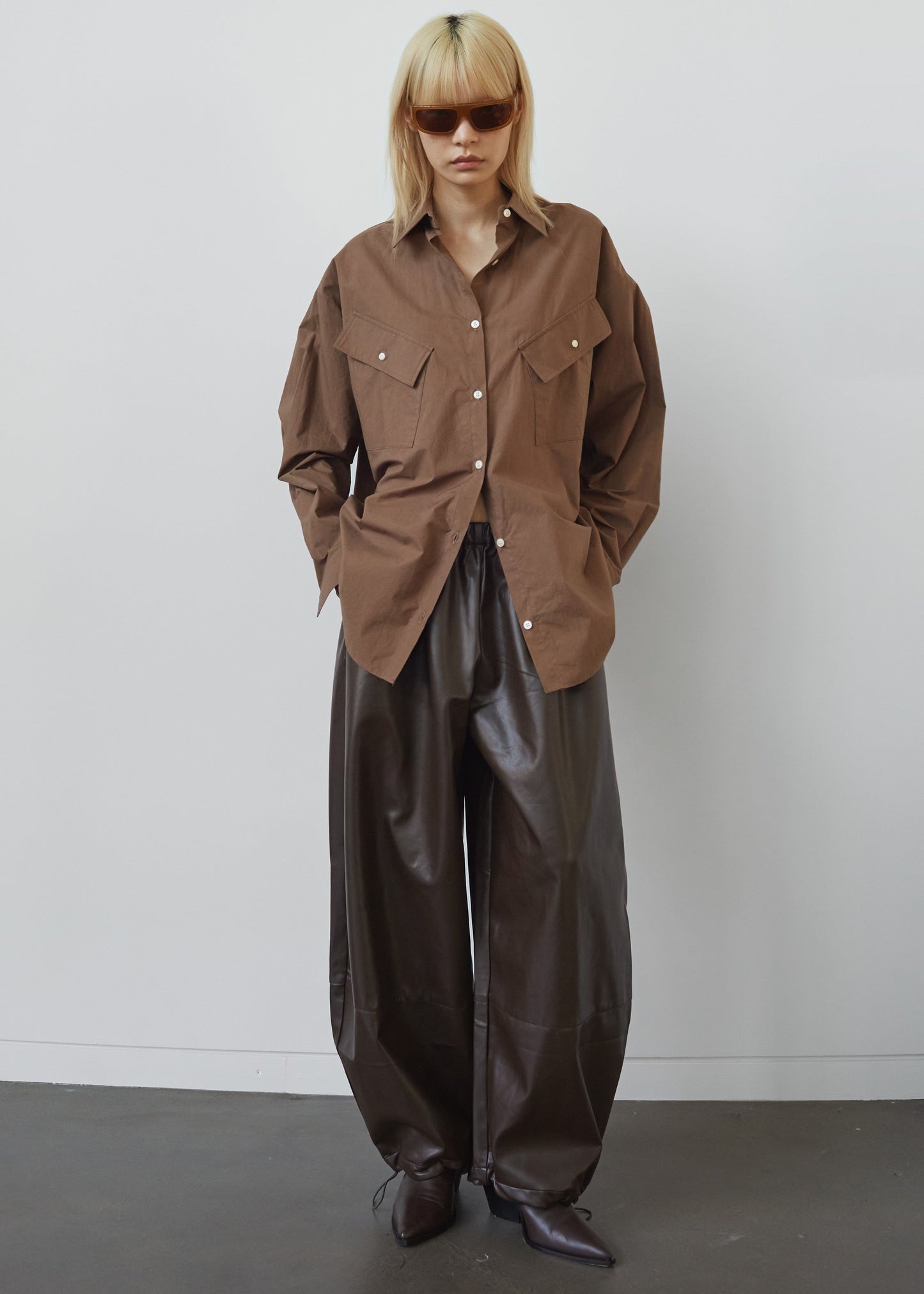 Briar Faux Leather Balloon Pants - Brown