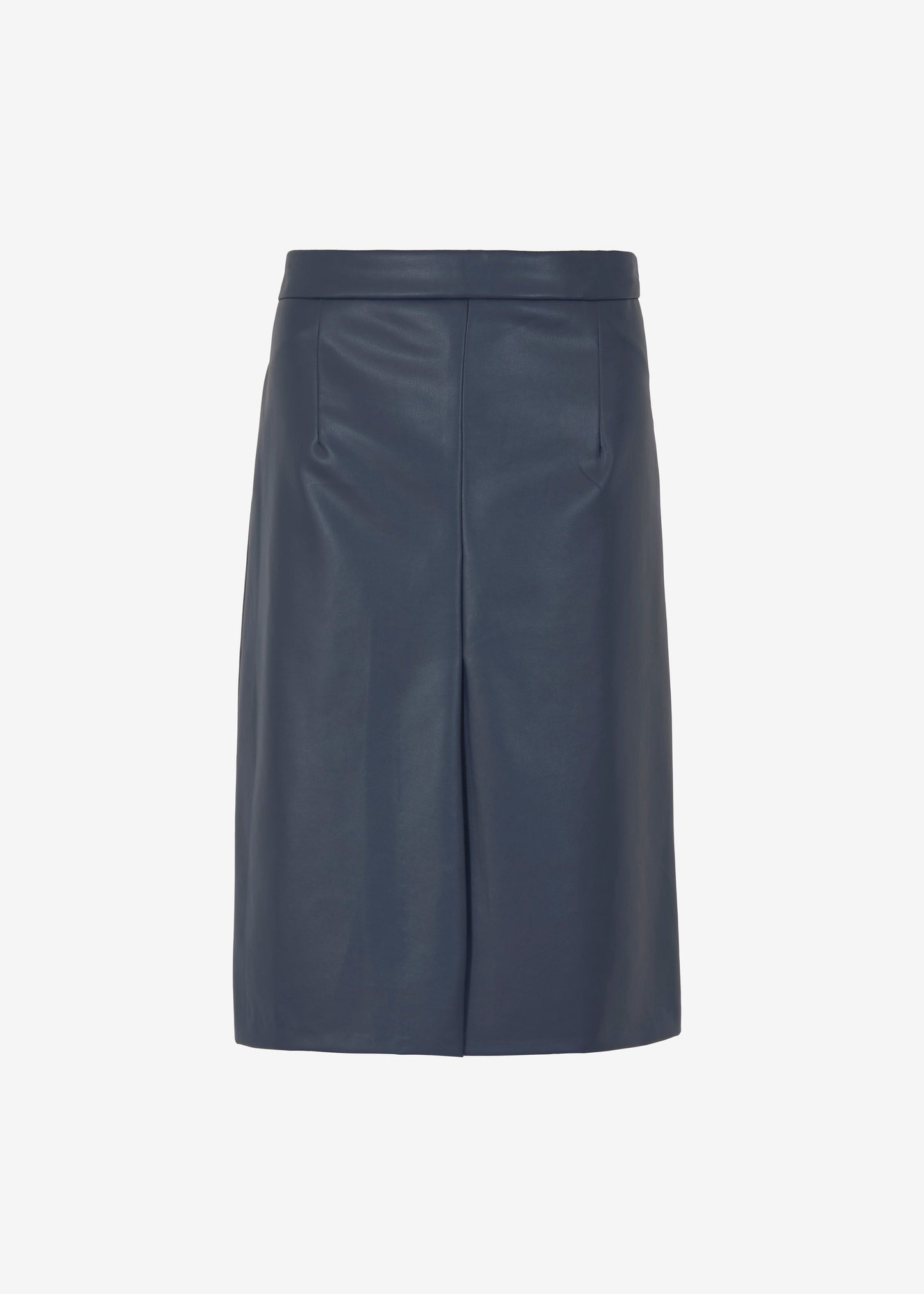 Brooklyn Faux Leather Midi Skirt - Navy