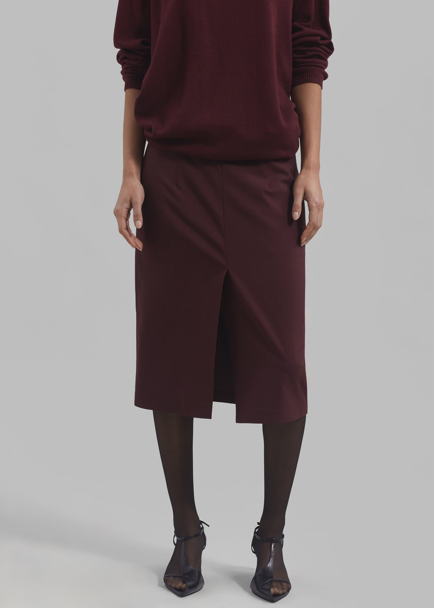 Brooklyn Midi Skirt - Burgundy