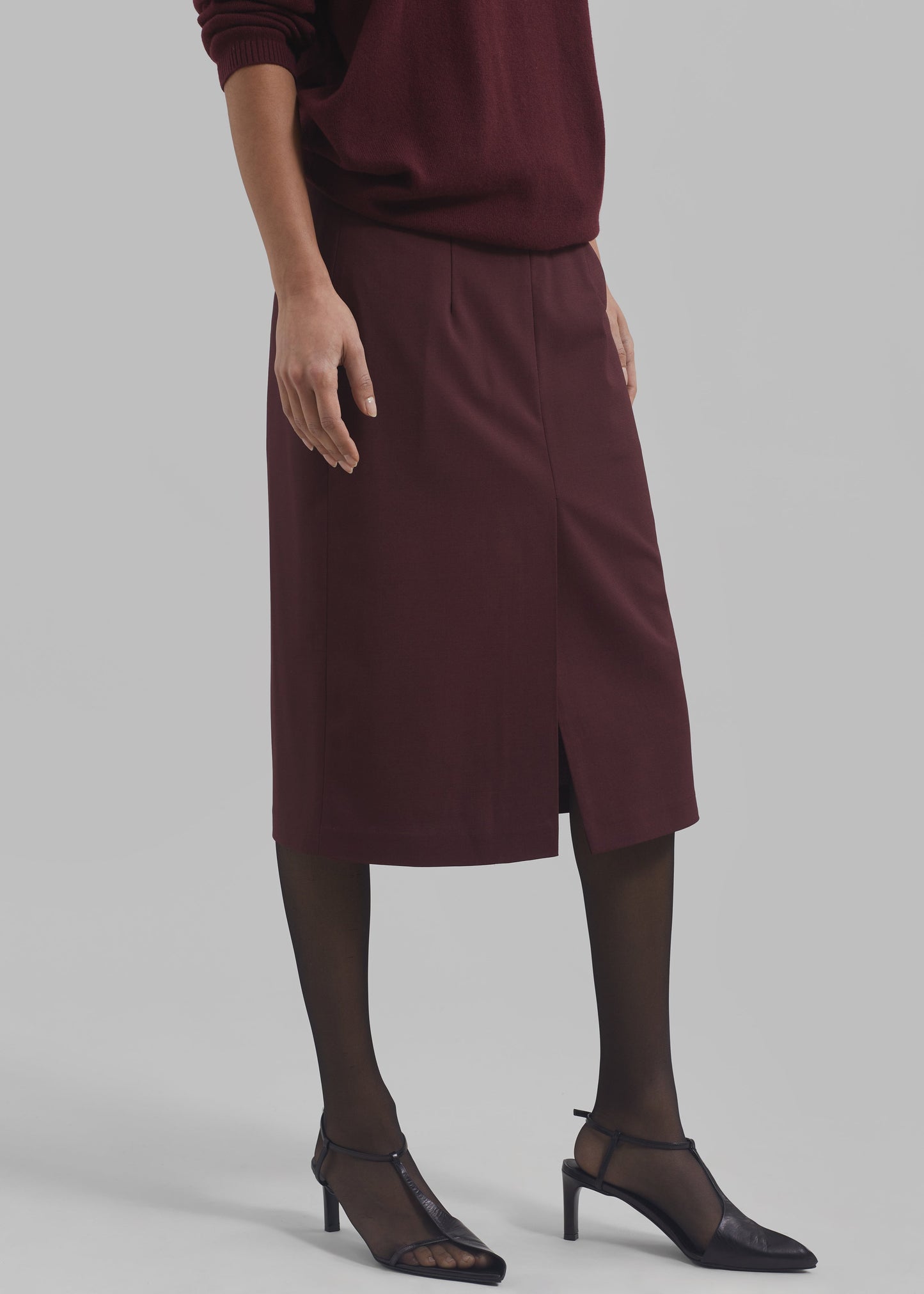 Brooklyn Midi Skirt - Burgundy