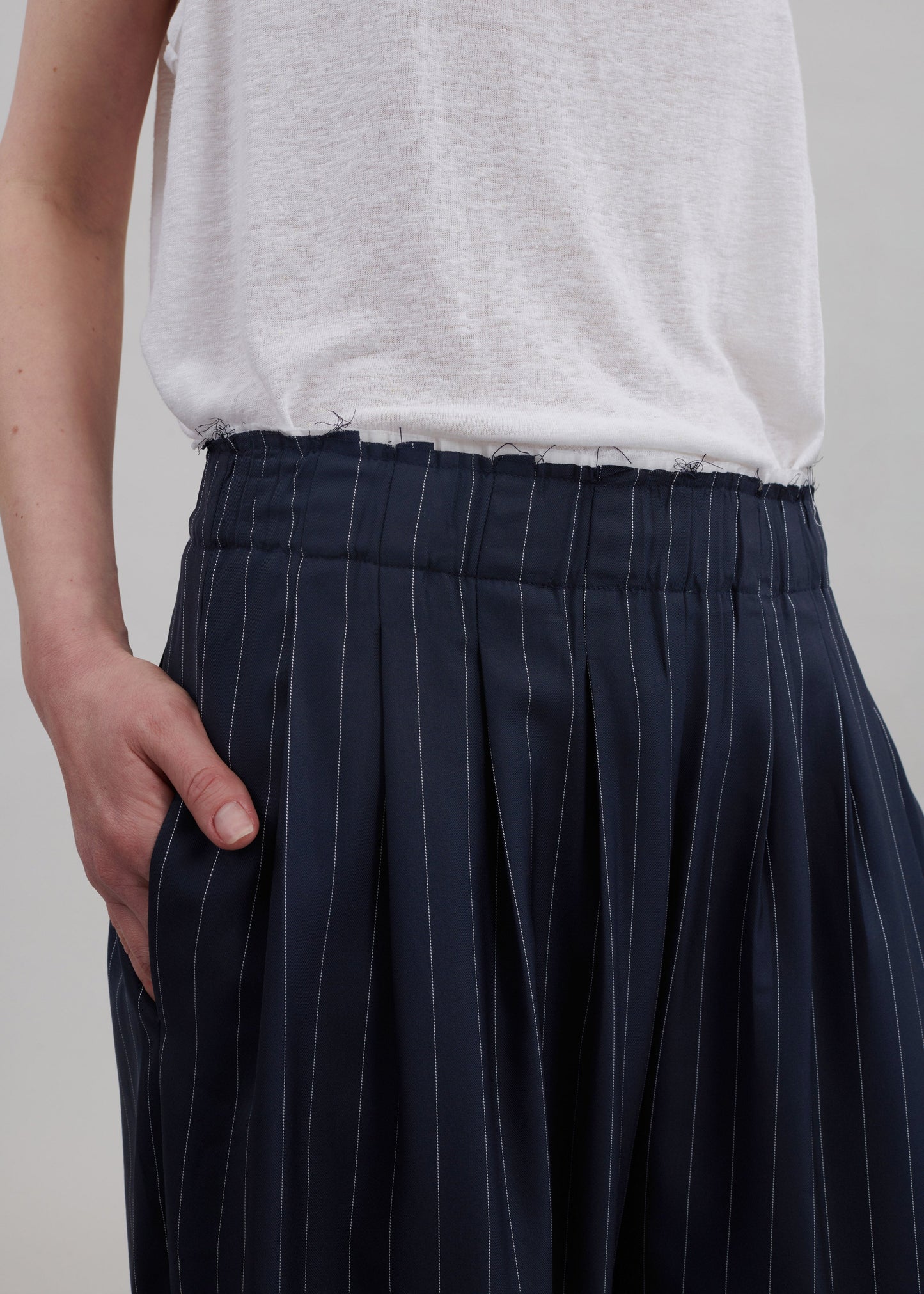 Caden Boxer Trousers - Navy/White Pinstripe