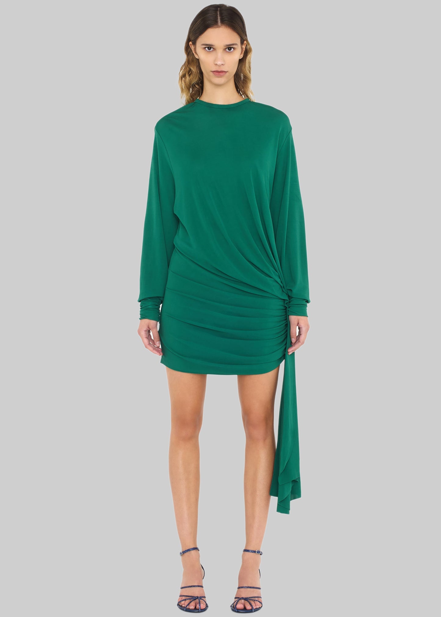 Christopher Esber Side Cowl Drape Extension Dress - Evergreen