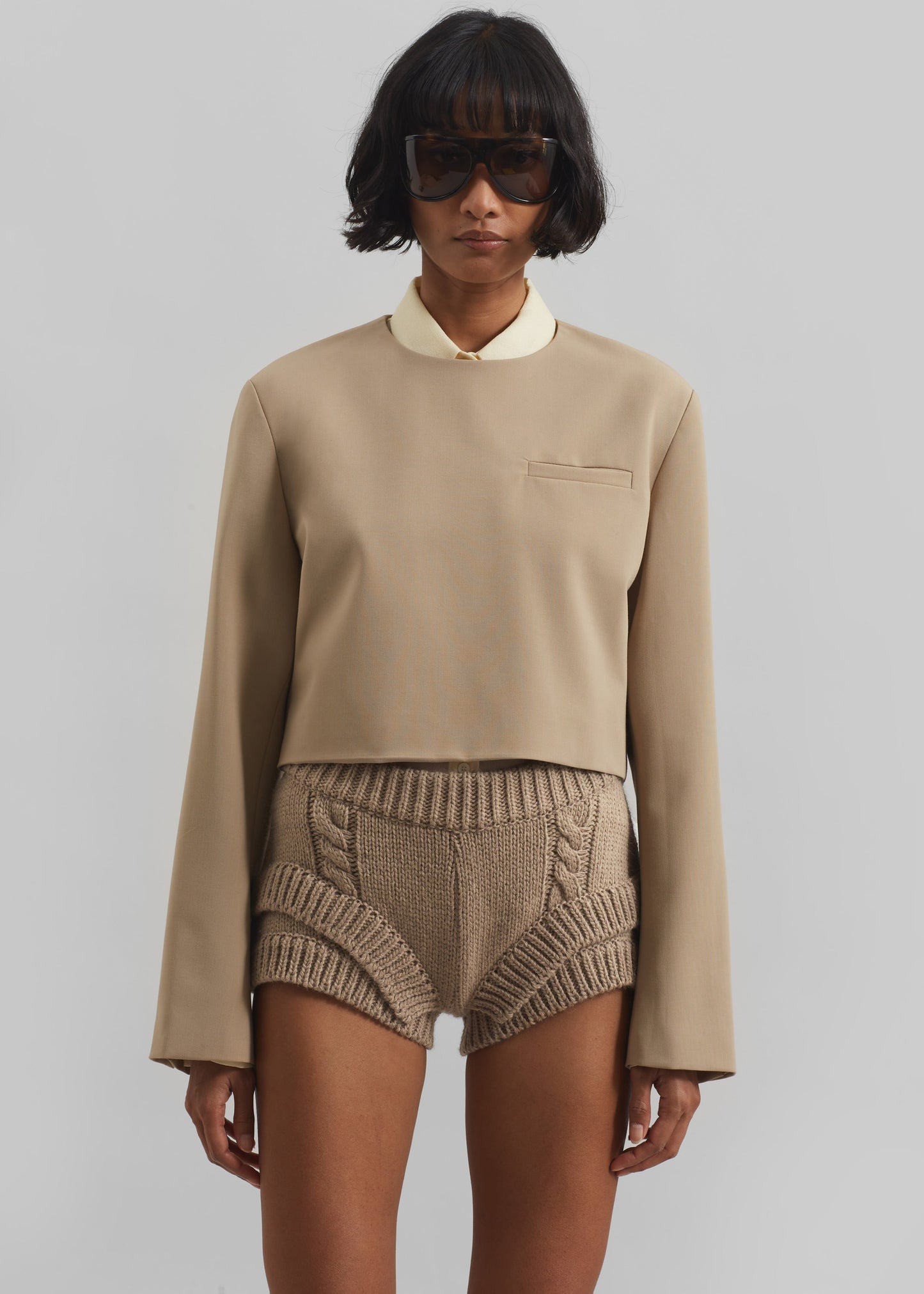 Clio Double Knit Shorts - Beige