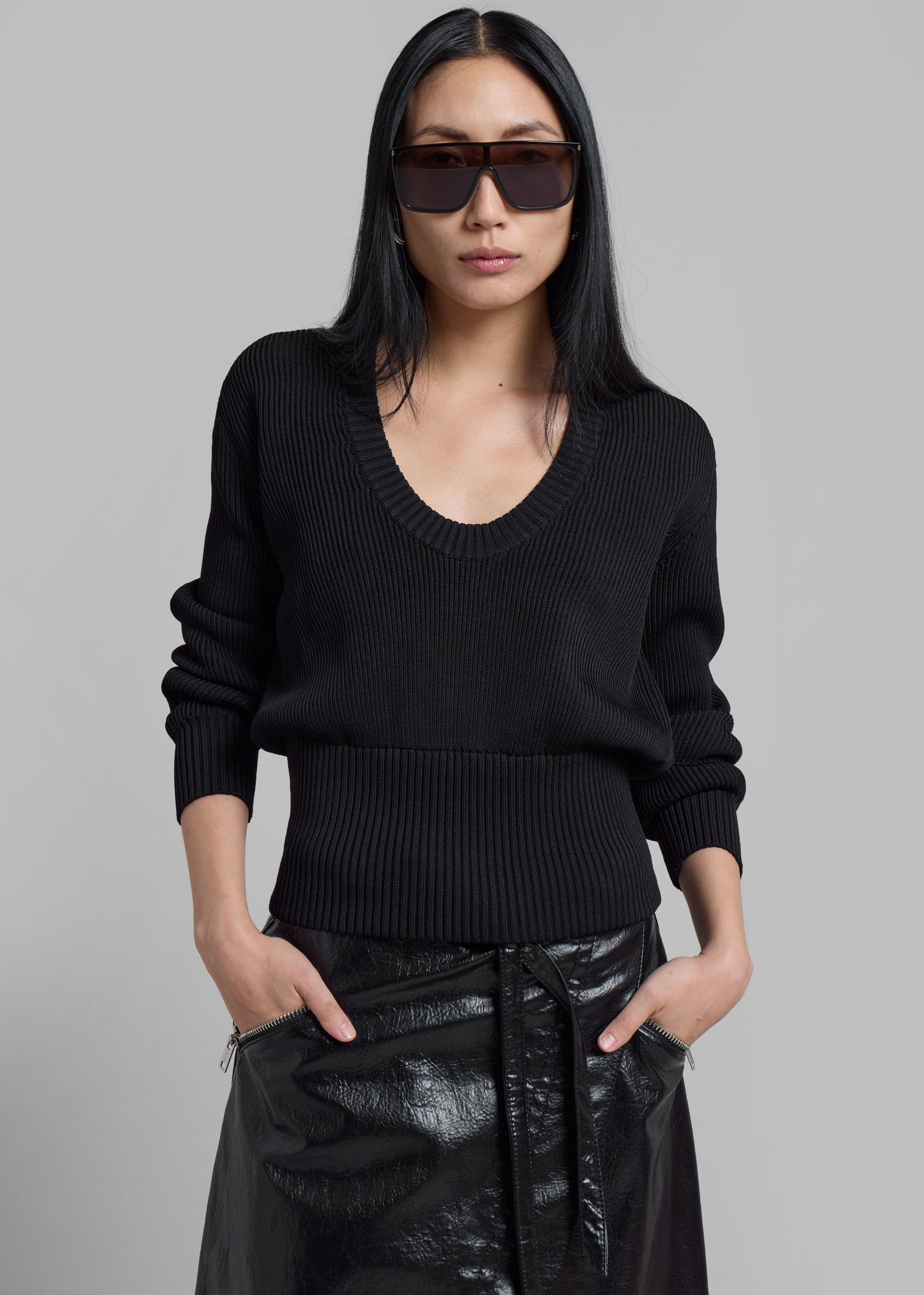 Coperni Knitted Long Sleeved Top - Black