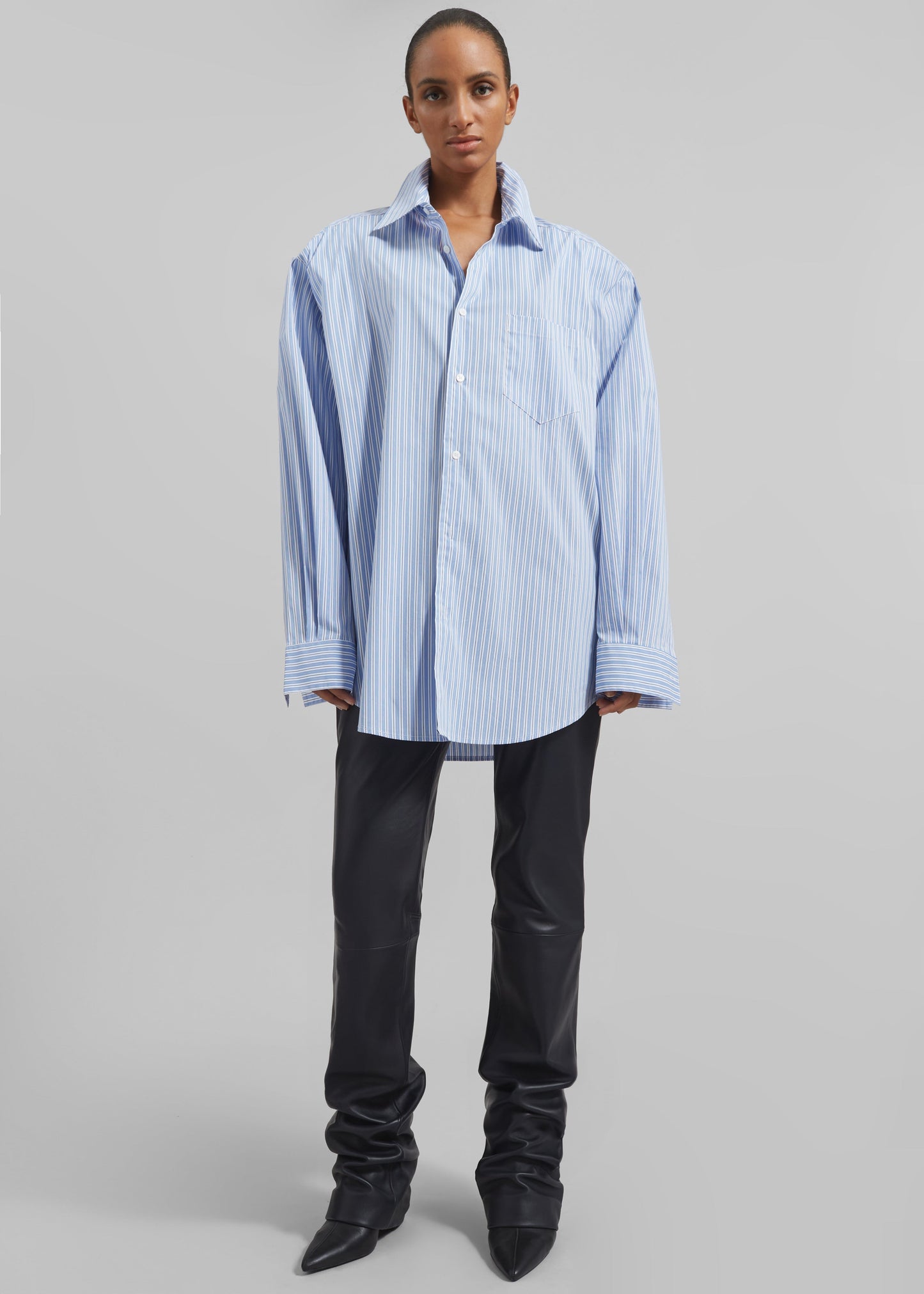 Cyrus Button Up Shirt - Blue/White Stripe