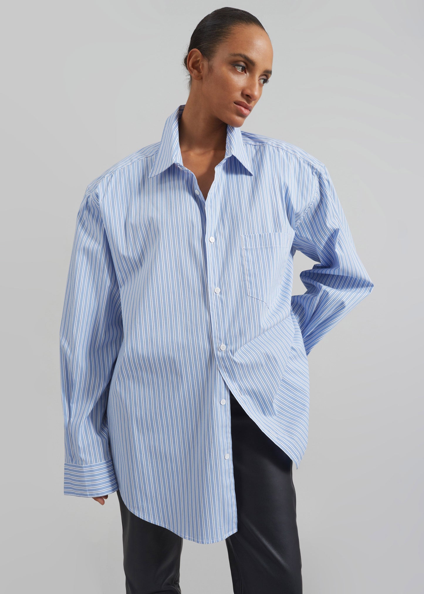 Cyrus Button Up Shirt - Blue/White Stripe