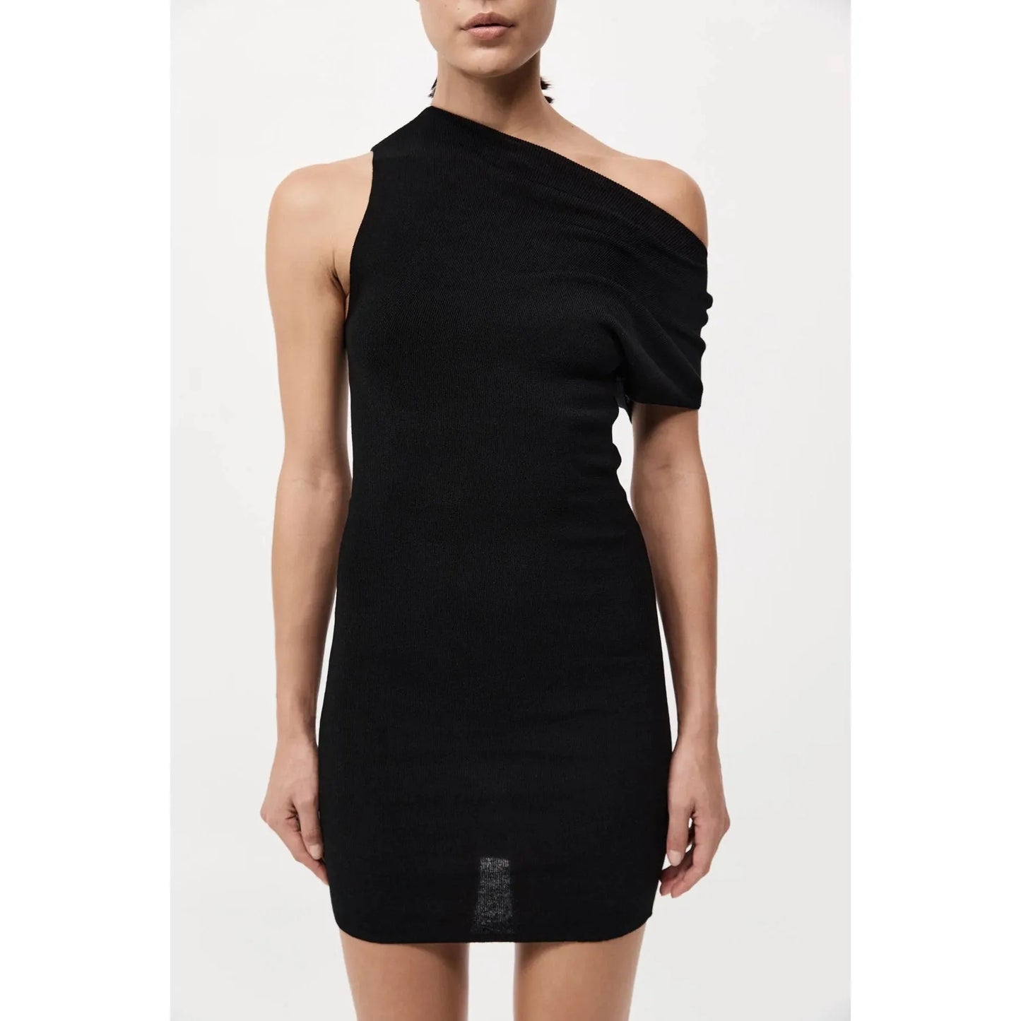 ASYMMETRIC KNIT MINI DRESS