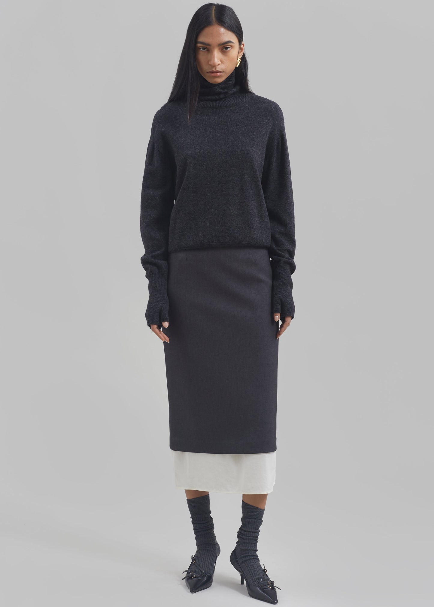 Delia Wool Turtleneck - Charcoal